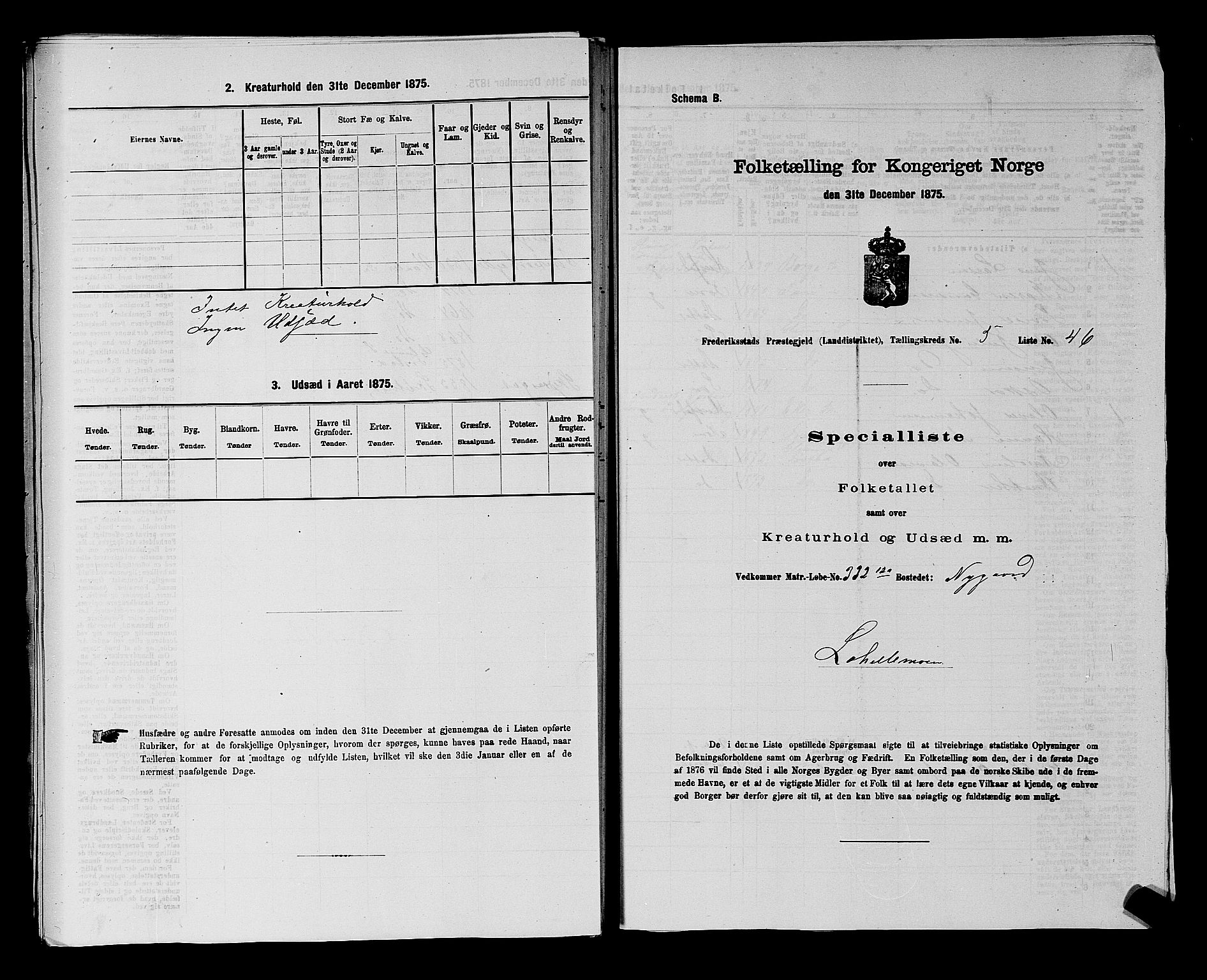 RA, Folketelling 1875 for 0132L Fredrikstad prestegjeld, Glemmen sokn, 1875, s. 1107