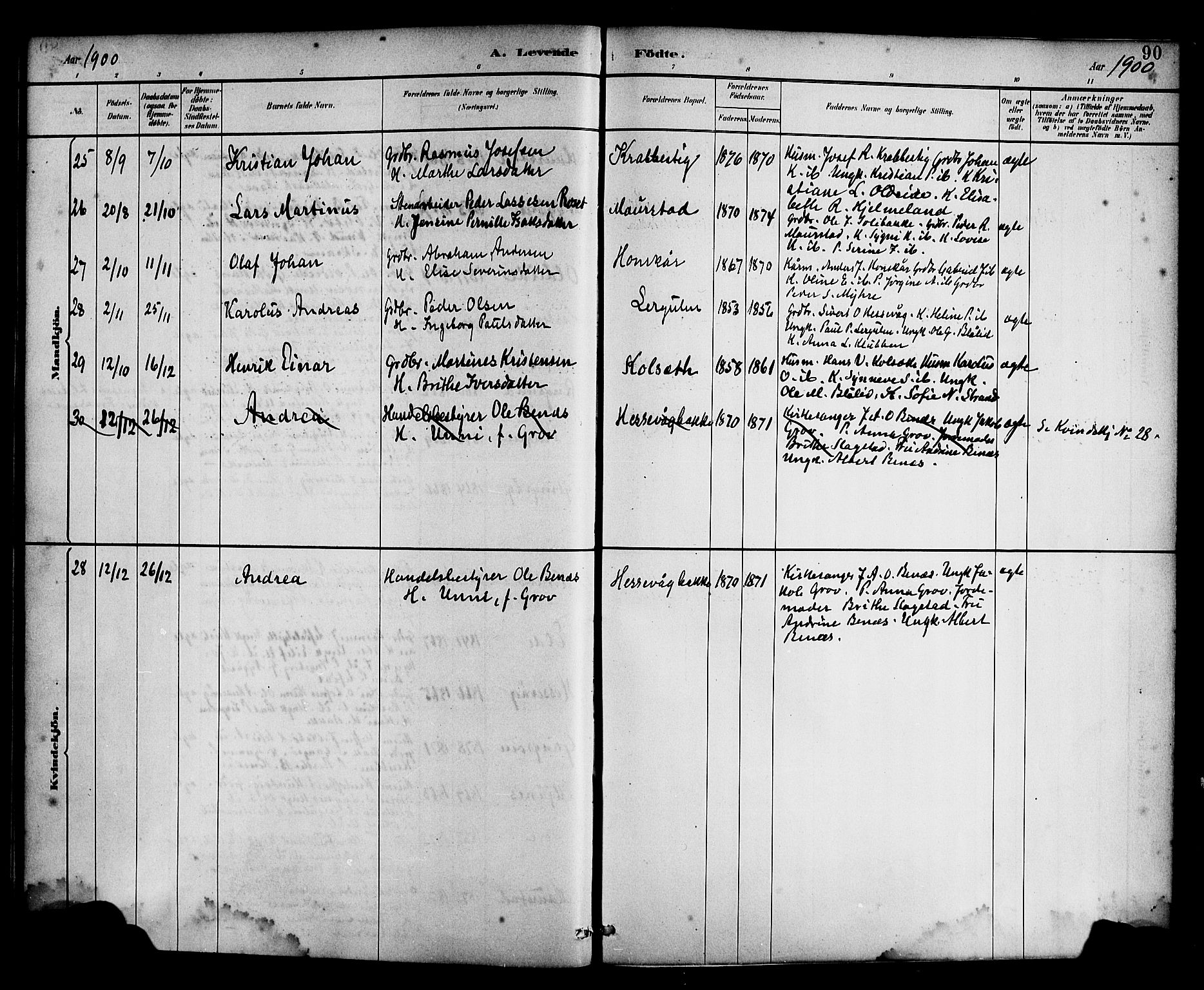 Davik sokneprestembete, AV/SAB-A-79701/H/Haa/Haad/L0001: Ministerialbok nr. D 1, 1882-1900, s. 90