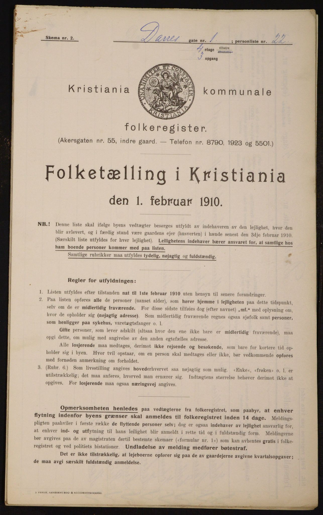 OBA, Kommunal folketelling 1.2.1910 for Kristiania, 1910, s. 14706