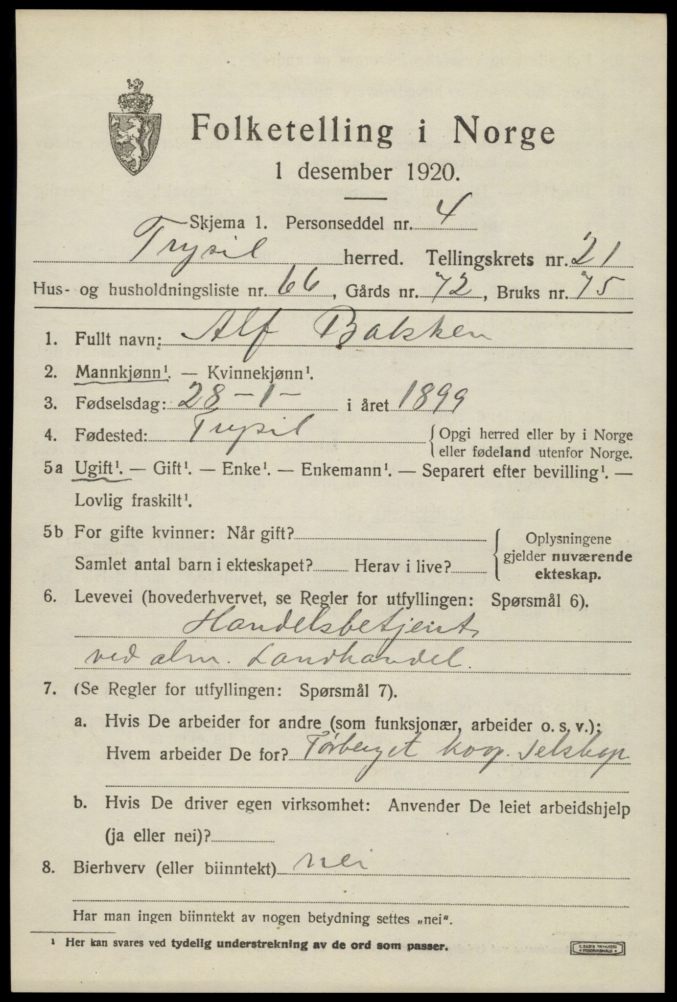 SAH, Folketelling 1920 for 0428 Trysil herred, 1920, s. 14547
