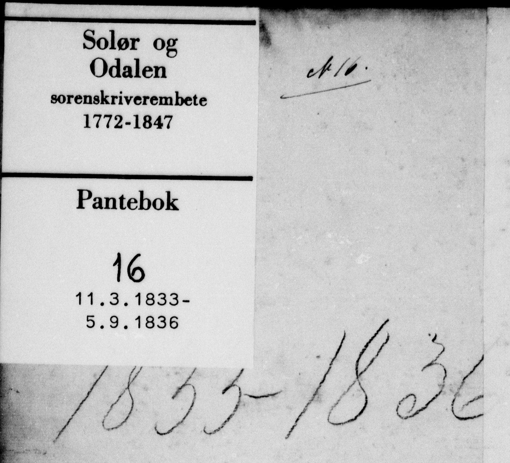 Solør og Odalen sorenskriveri, SAH/TING-026/H/Hb/L0016: Pantebok nr. 16, 1833-1836