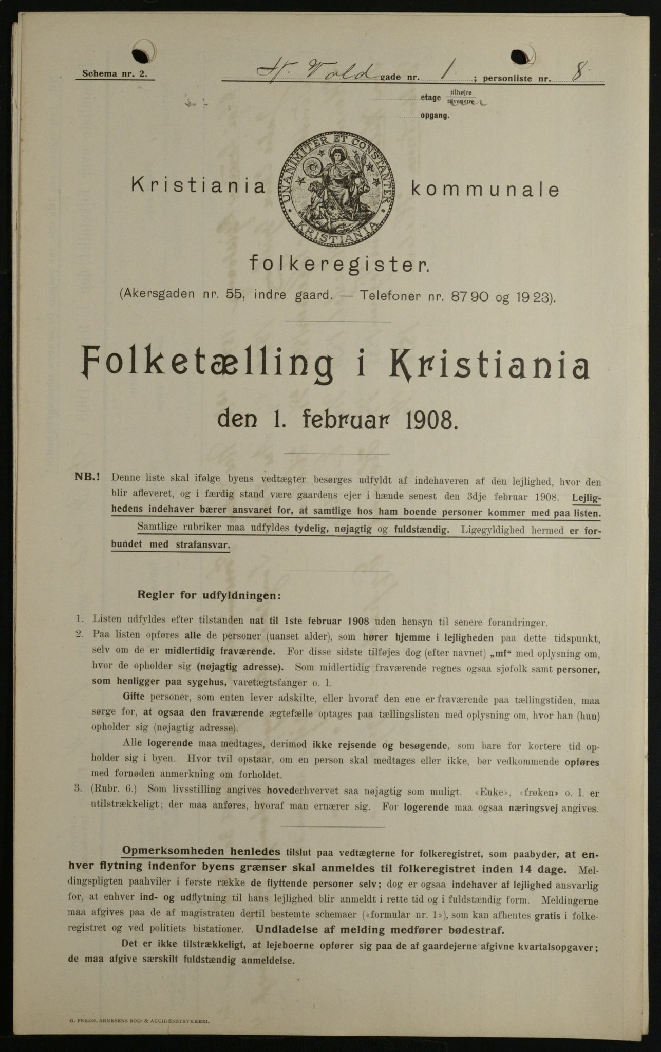 OBA, Kommunal folketelling 1.2.1908 for Kristiania kjøpstad, 1908, s. 62361