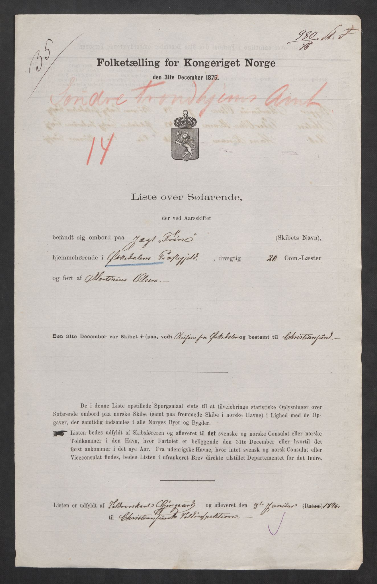 RA, Folketelling 1875, skipslister: Skip i innenrikske havner, hjemmehørende i 1) landdistrikter, 2) forskjellige steder, 3) utlandet, 1875, s. 344