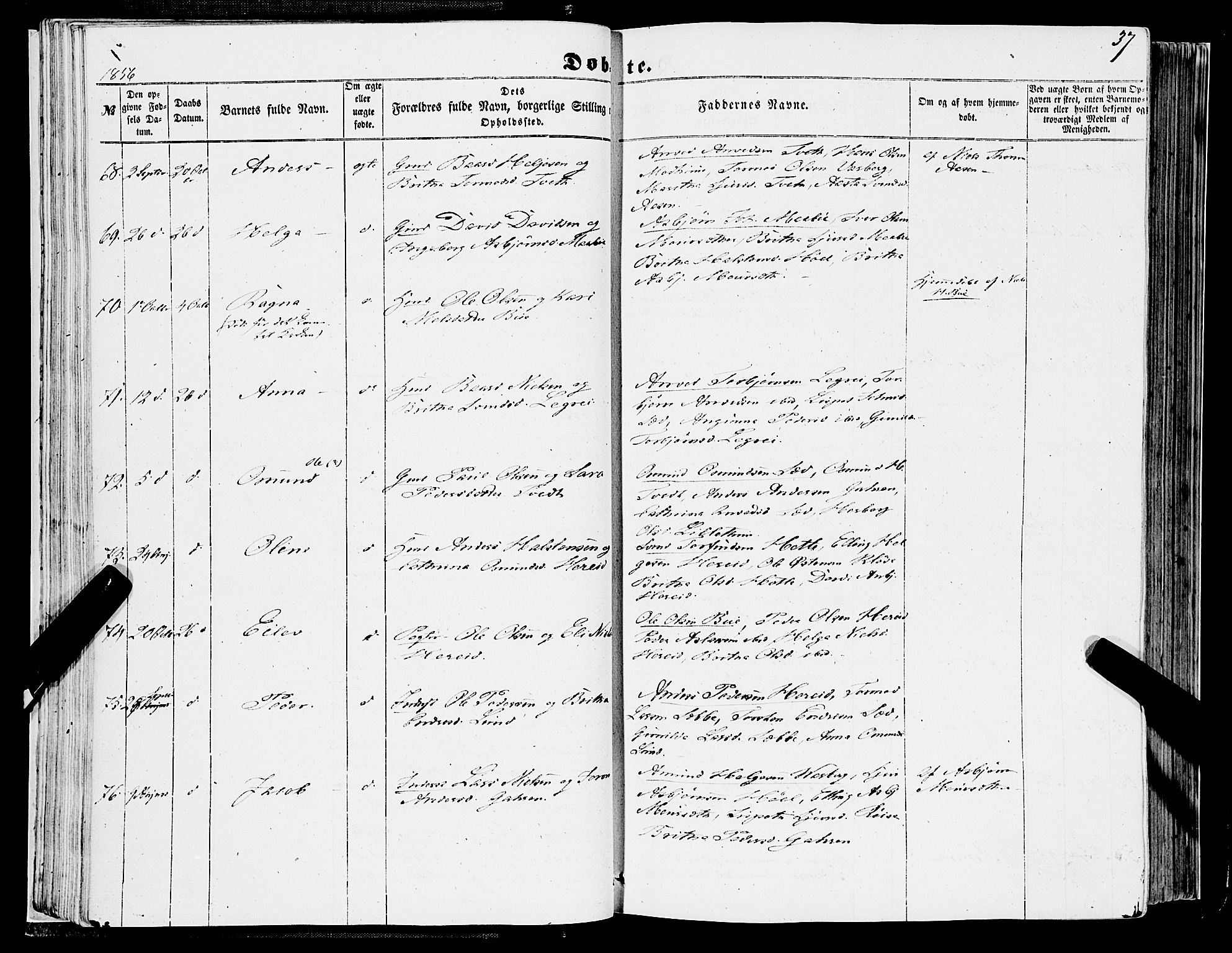 Ulvik sokneprestembete, AV/SAB-A-78801/H/Haa: Ministerialbok nr. A 13, 1853-1863, s. 37