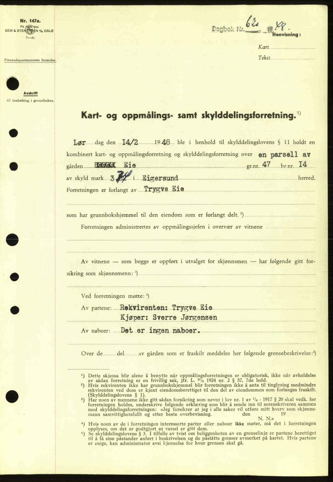 Dalane sorenskriveri, SAST/A-100309/02/G/Gb/L0051: Pantebok nr. A11, 1947-1948, Dagboknr: 620/1948