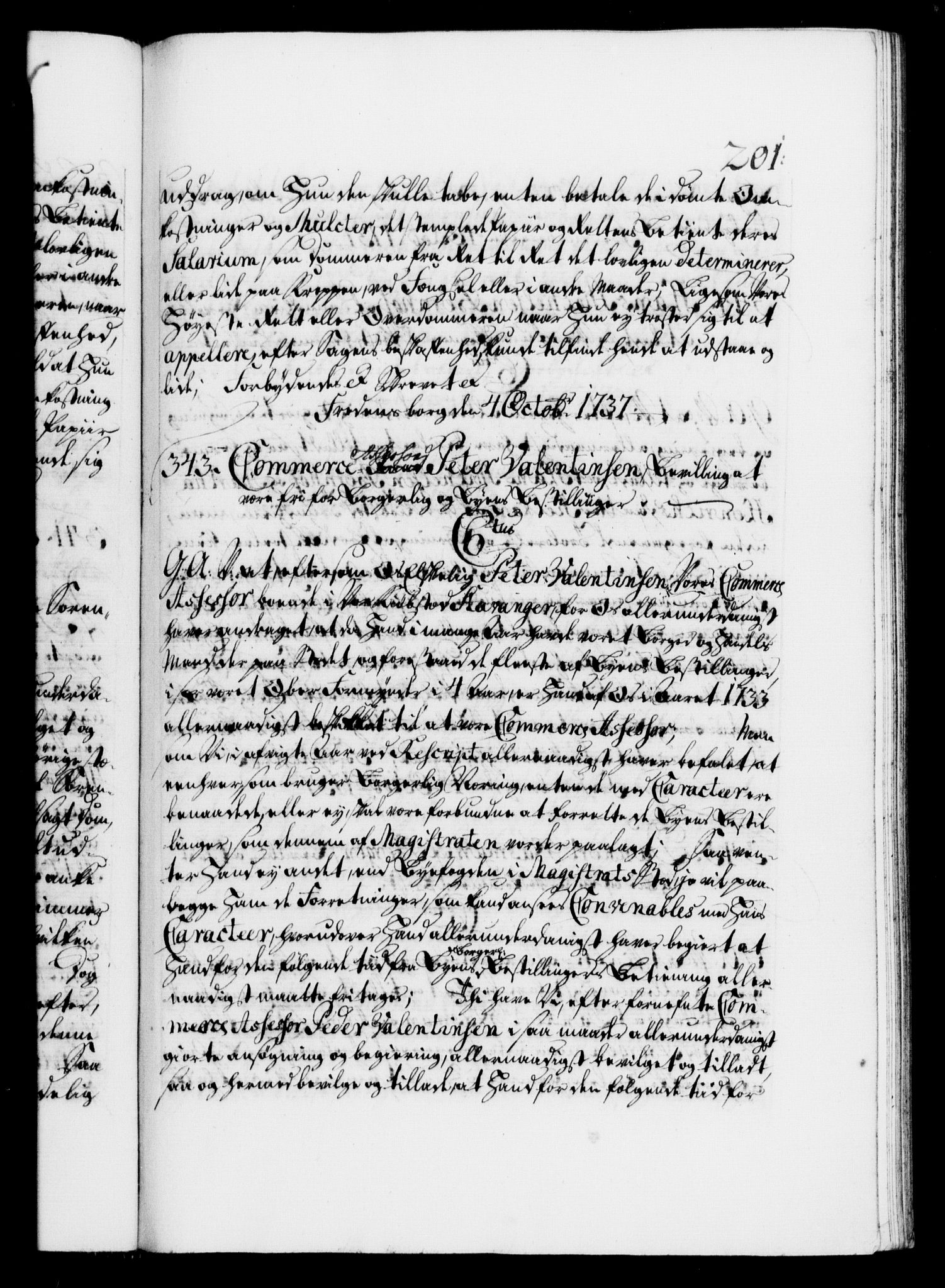 Danske Kanselli 1572-1799, RA/EA-3023/F/Fc/Fca/Fcaa/L0030: Norske registre, 1737-1738, s. 201a