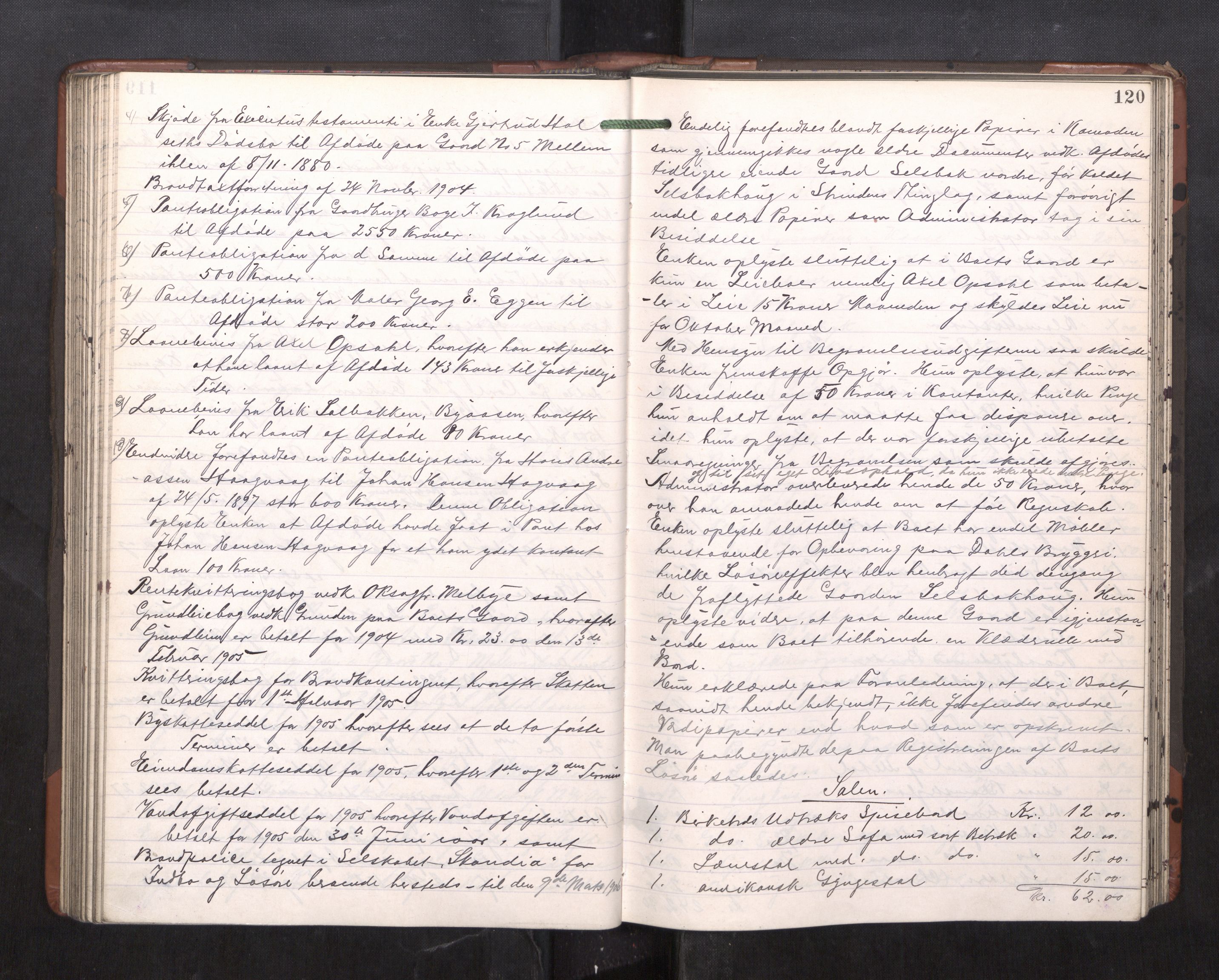 Trondheim byfogd, AV/SAT-A-0003/1/3/3C/L0023: Skifteregistreringsprotokoll - 11/2-15/5. (u/ register), 1905-1907, s. 120