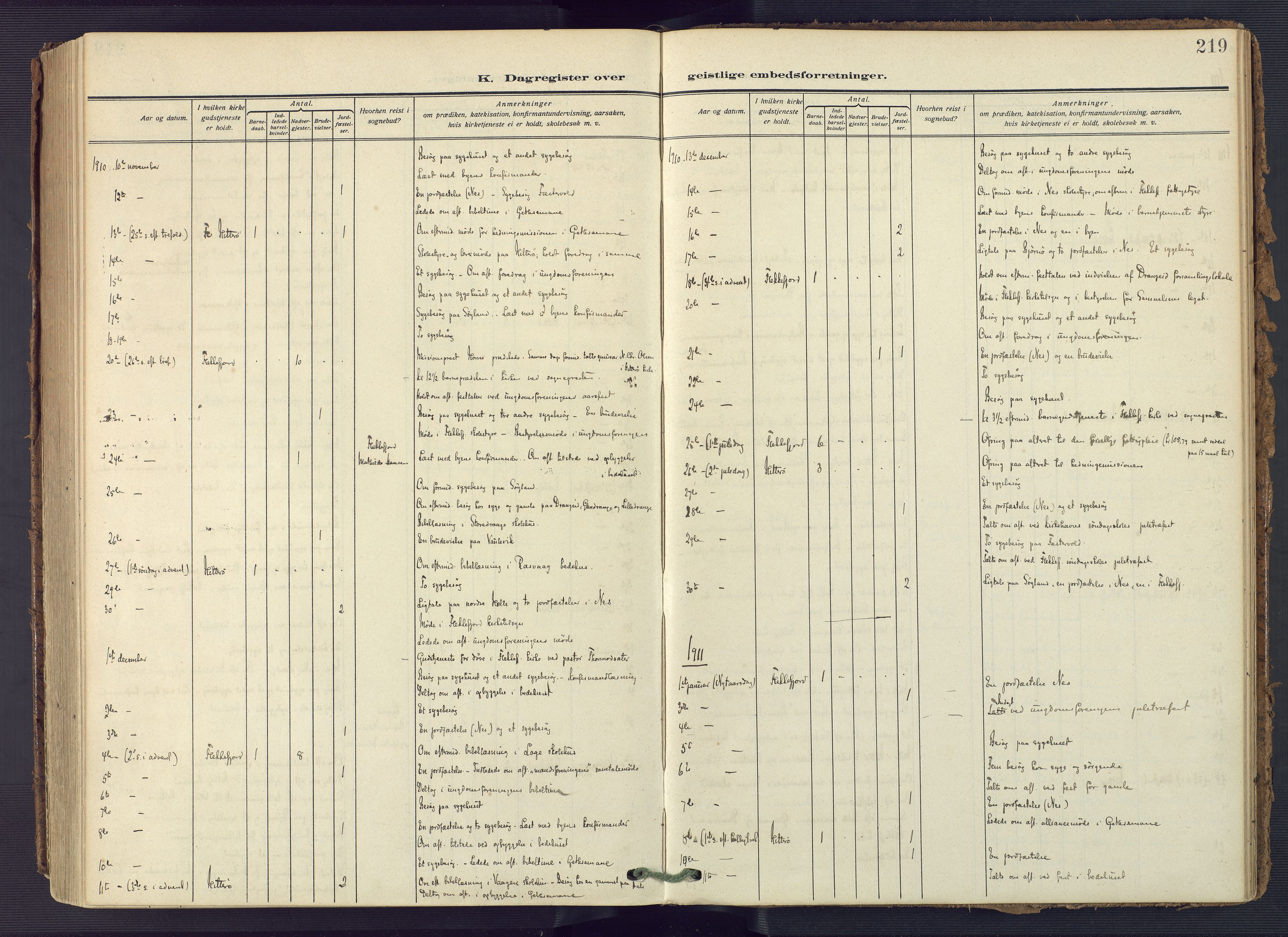 Flekkefjord sokneprestkontor, AV/SAK-1111-0012/F/Fa/Fac/L0010: Ministerialbok nr. A 10, 1910-1927, s. 219