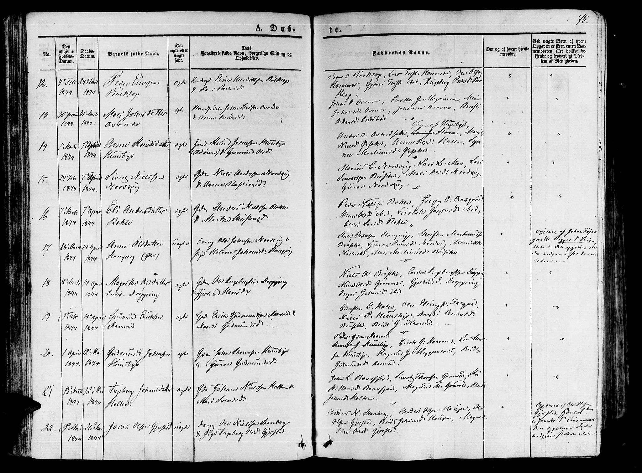 Ministerialprotokoller, klokkerbøker og fødselsregistre - Møre og Romsdal, SAT/A-1454/592/L1024: Ministerialbok nr. 592A03 /1, 1831-1849, s. 75