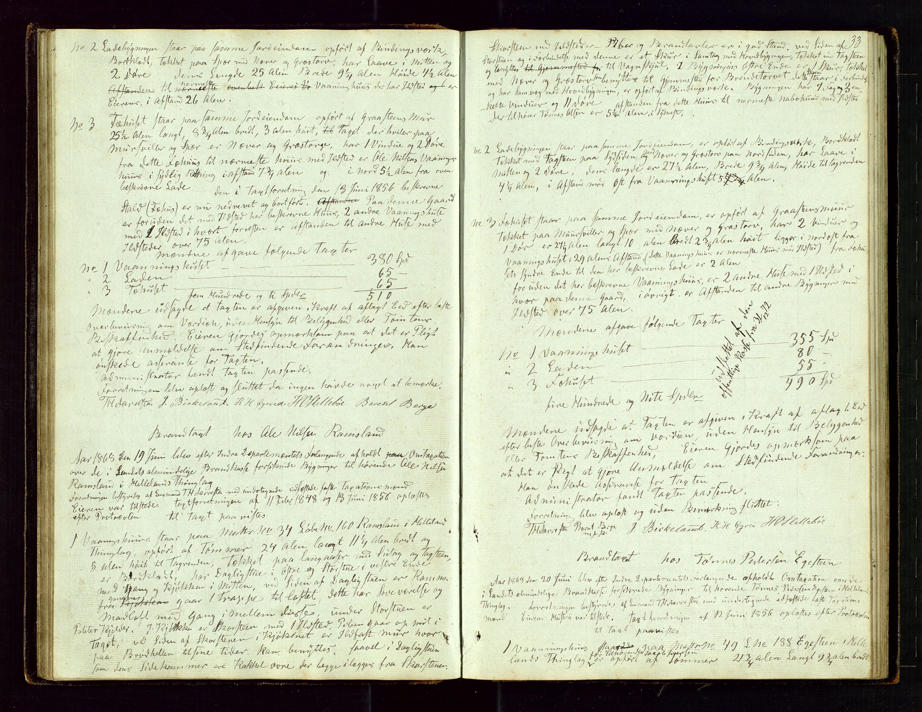 Helleland lensmannskontor, AV/SAST-A-100209/Goa/L0001: "Brandtaxations-Protocol for Hetlands Thinglag", 1847-1920, s. 32b-33a