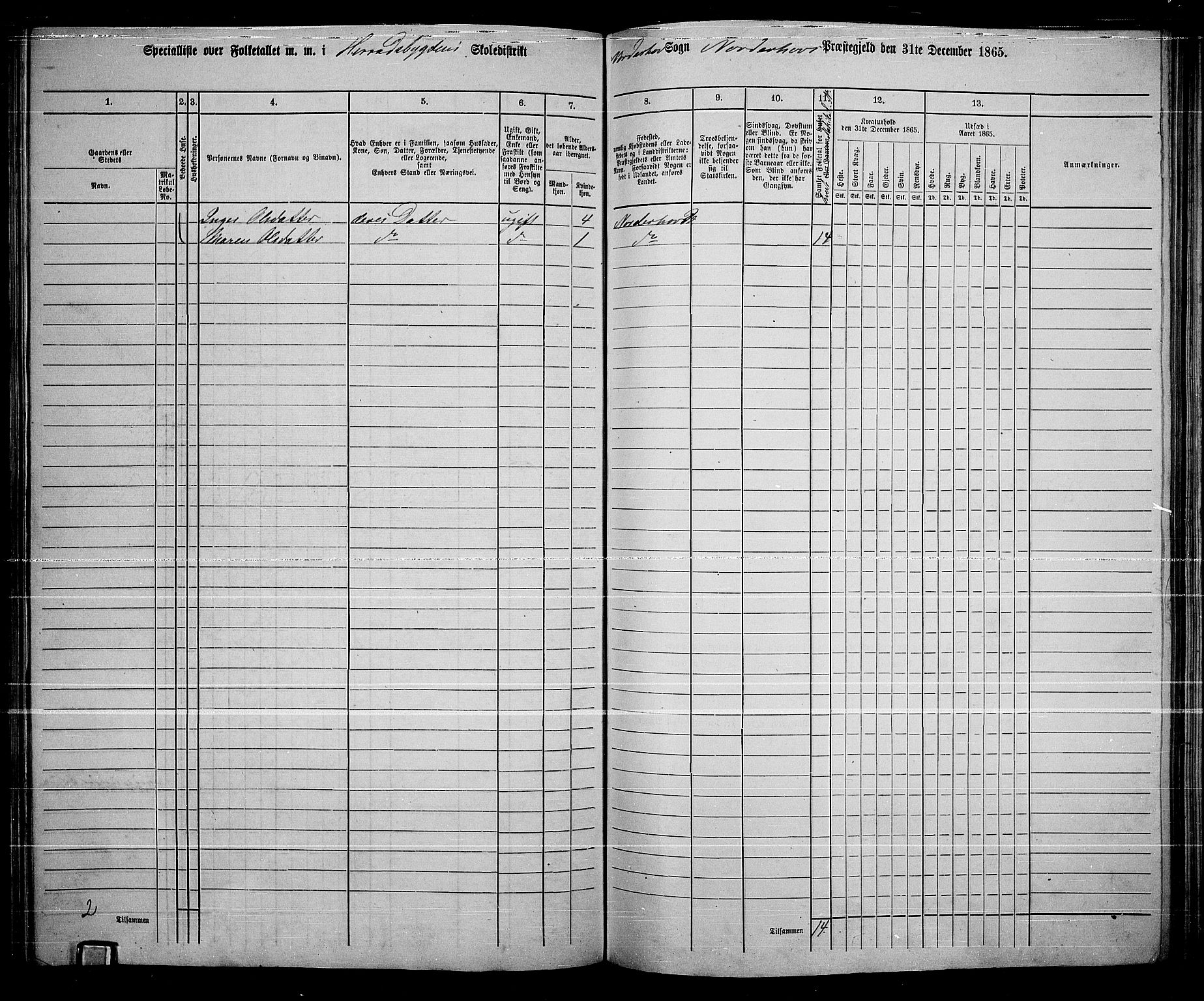 RA, Folketelling 1865 for 0613L Norderhov prestegjeld, Norderhov sokn, Haug sokn og Lunder sokn, 1865, s. 183