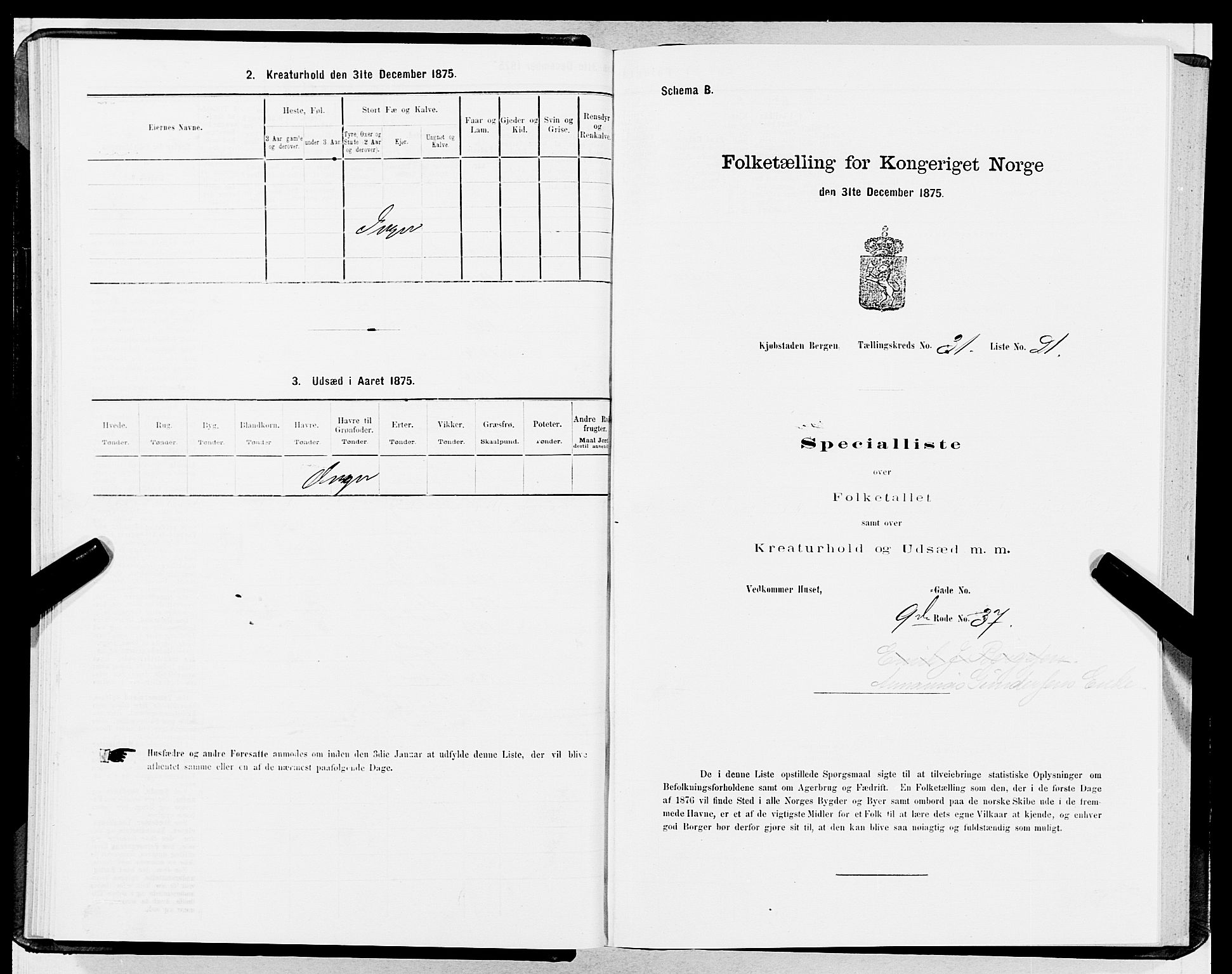 SAB, Folketelling 1875 for 1301 Bergen kjøpstad, 1875, s. 1611