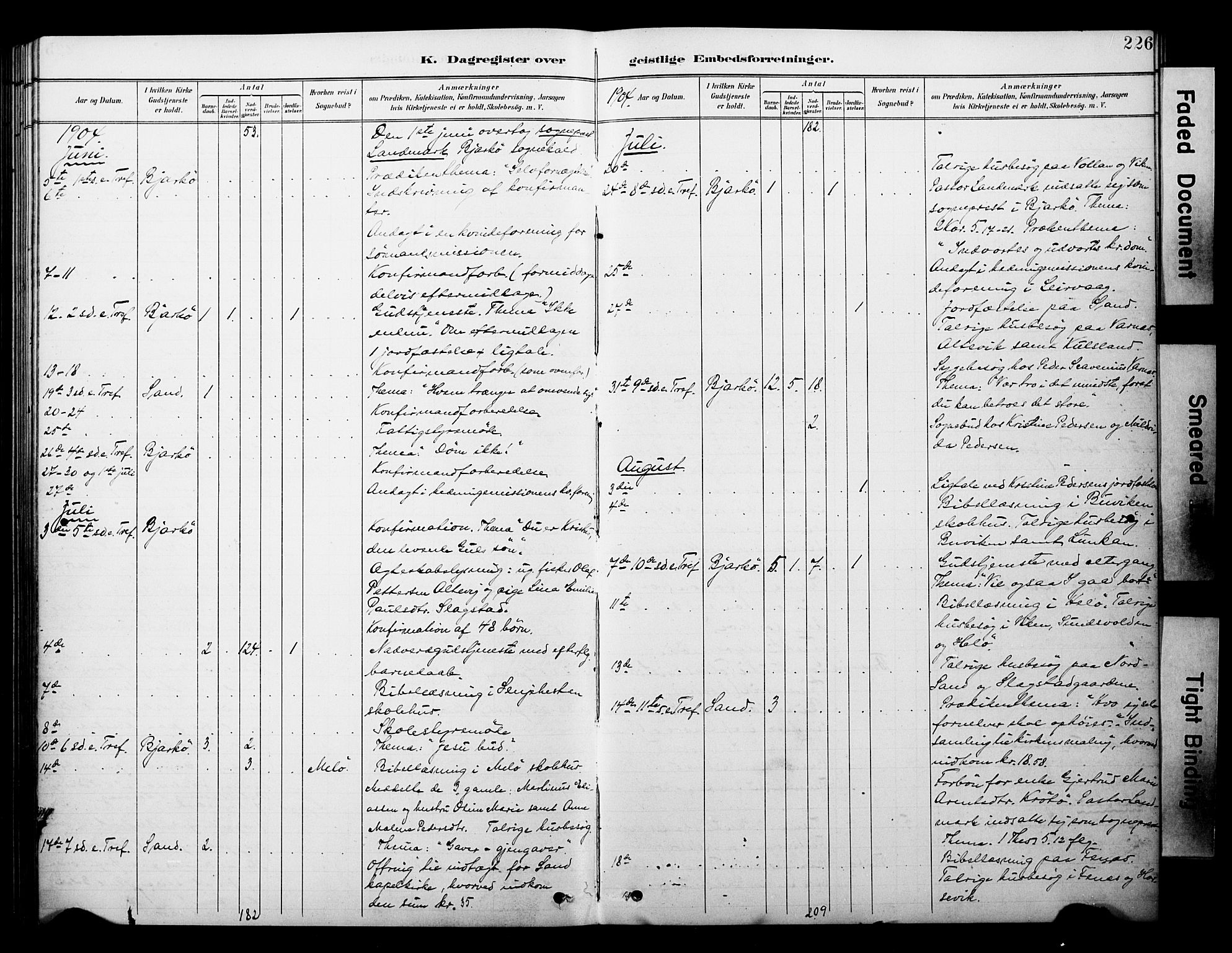 Sand/Bjarkøy sokneprestkontor, AV/SATØ-S-0811/I/Ia/Iaa/L0004kirke: Ministerialbok nr. 4, 1893-1904, s. 226