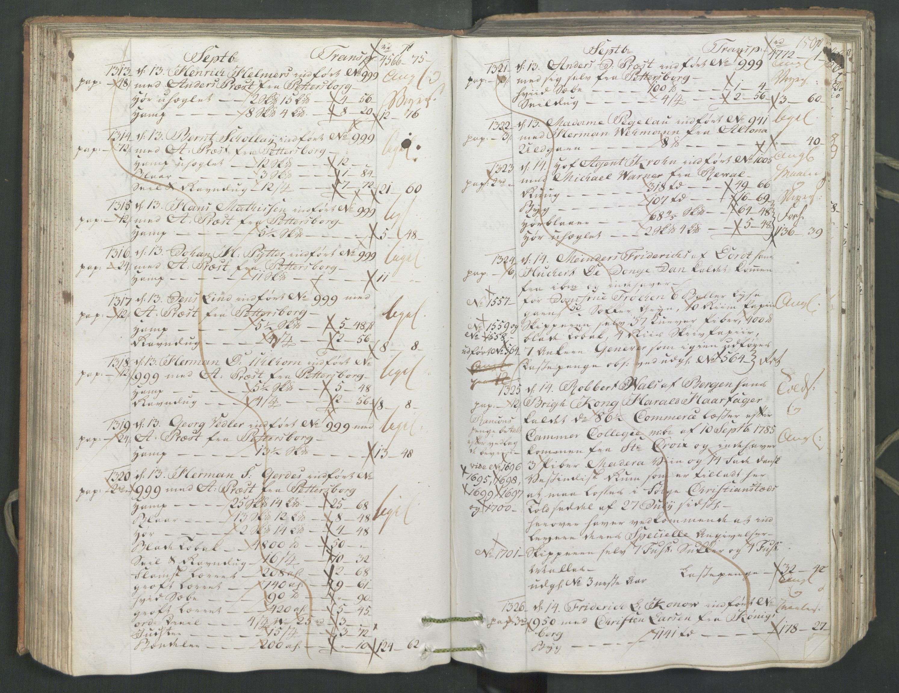 Generaltollkammeret, tollregnskaper, AV/RA-EA-5490/R26/L0222/0001: Tollregnskaper Bergen A / Inngående hovedtollbok, 1786, s. 149b-150a