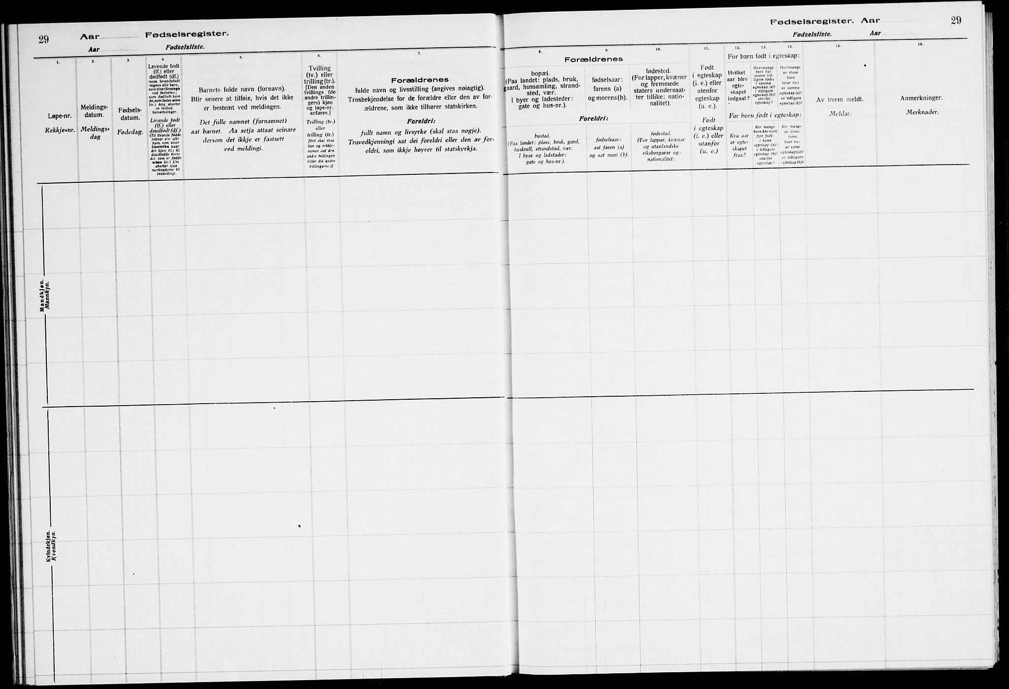 Ministerialprotokoller, klokkerbøker og fødselsregistre - Sør-Trøndelag, SAT/A-1456/651/L0650: Fødselsregister nr. 651.II.4.1, 1916-1923, s. 29