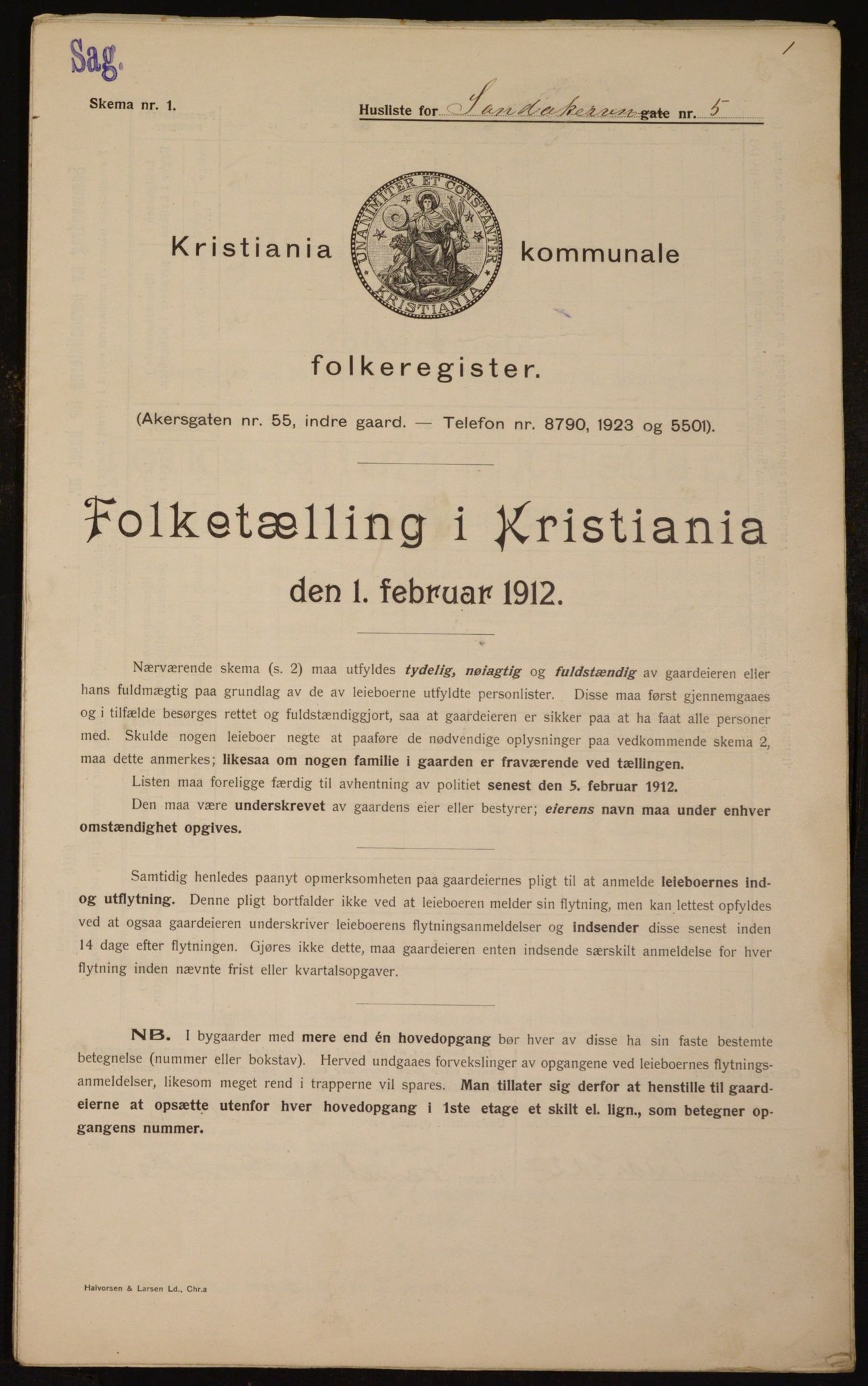 OBA, Kommunal folketelling 1.2.1912 for Kristiania, 1912, s. 86906