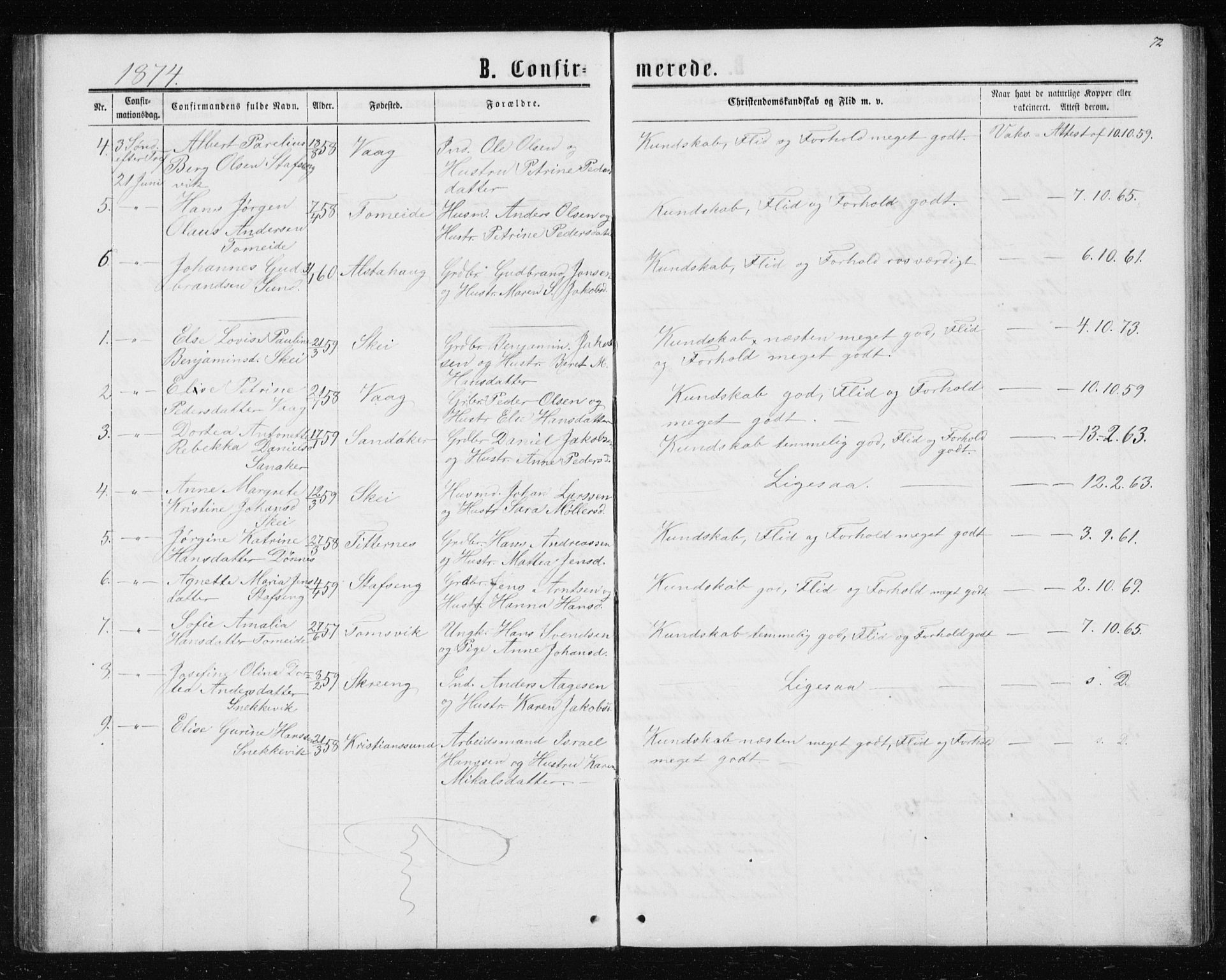 Ministerialprotokoller, klokkerbøker og fødselsregistre - Nordland, AV/SAT-A-1459/835/L0531: Klokkerbok nr. 835C03, 1865-1877, s. 72