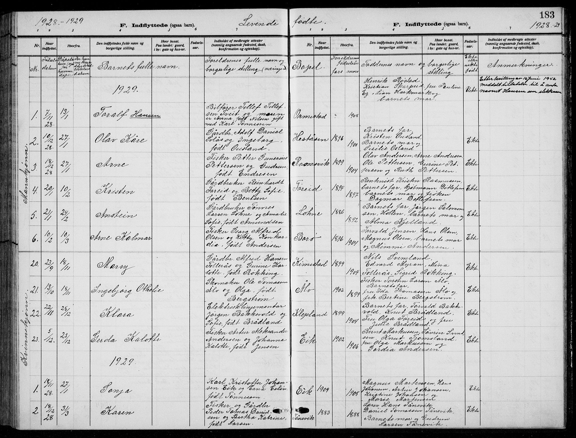 Søgne sokneprestkontor, AV/SAK-1111-0037/F/Fb/Fbb/L0007: Klokkerbok nr. B 7, 1912-1931, s. 183