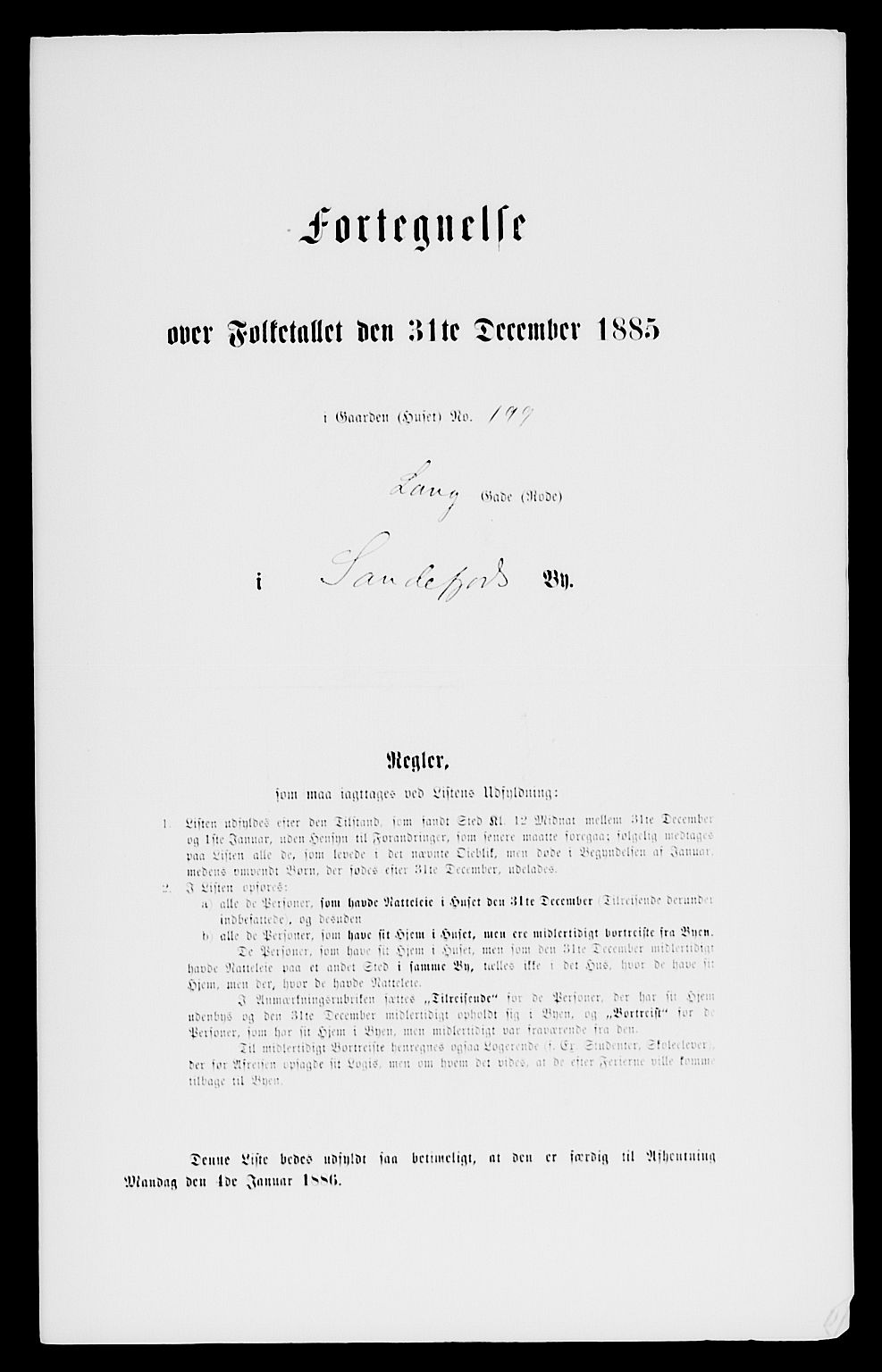 SAKO, Folketelling 1885 for 0706 Sandefjord kjøpstad, 1885, s. 199