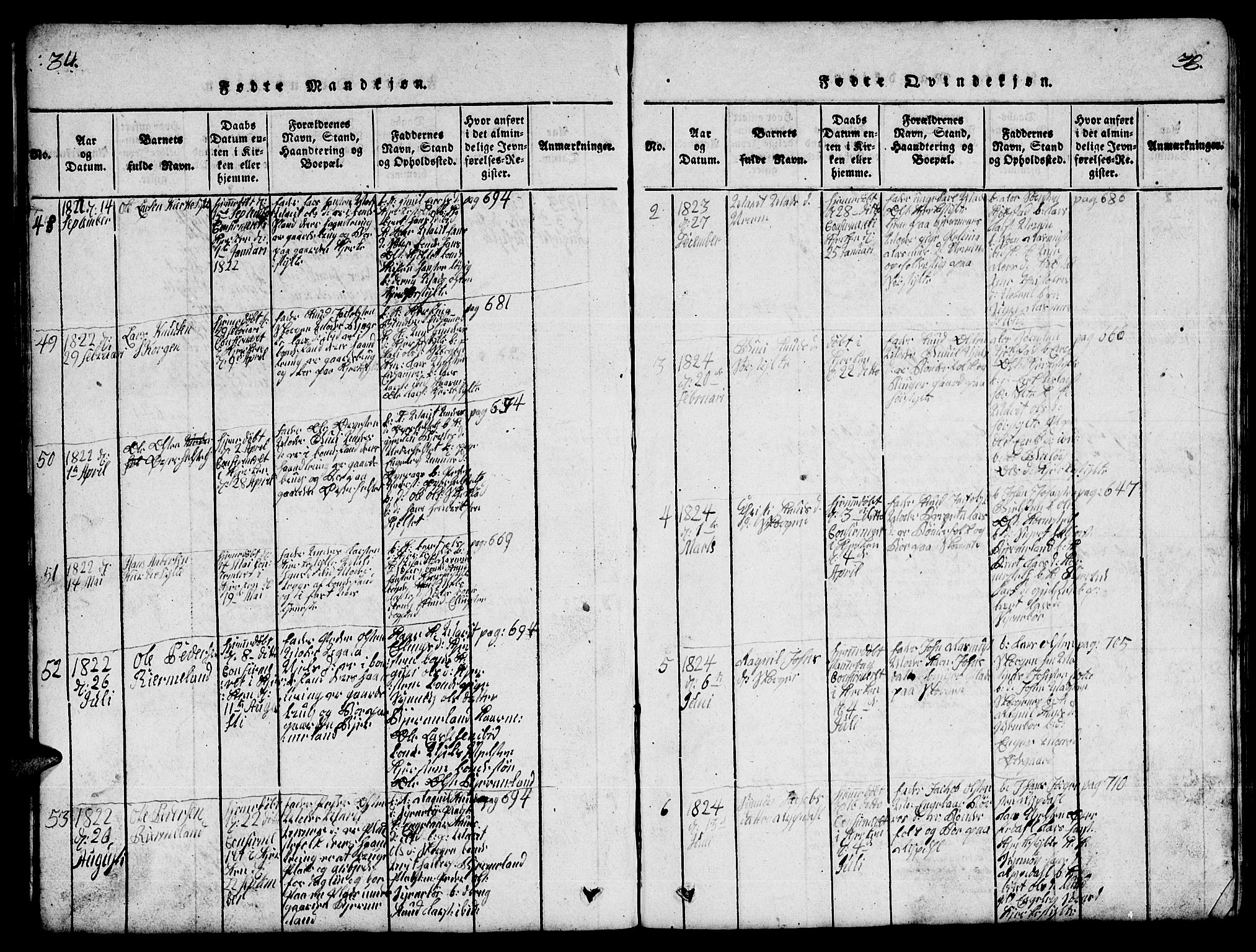 Ministerialprotokoller, klokkerbøker og fødselsregistre - Møre og Romsdal, AV/SAT-A-1454/541/L0546: Klokkerbok nr. 541C01, 1818-1856, s. 34-35