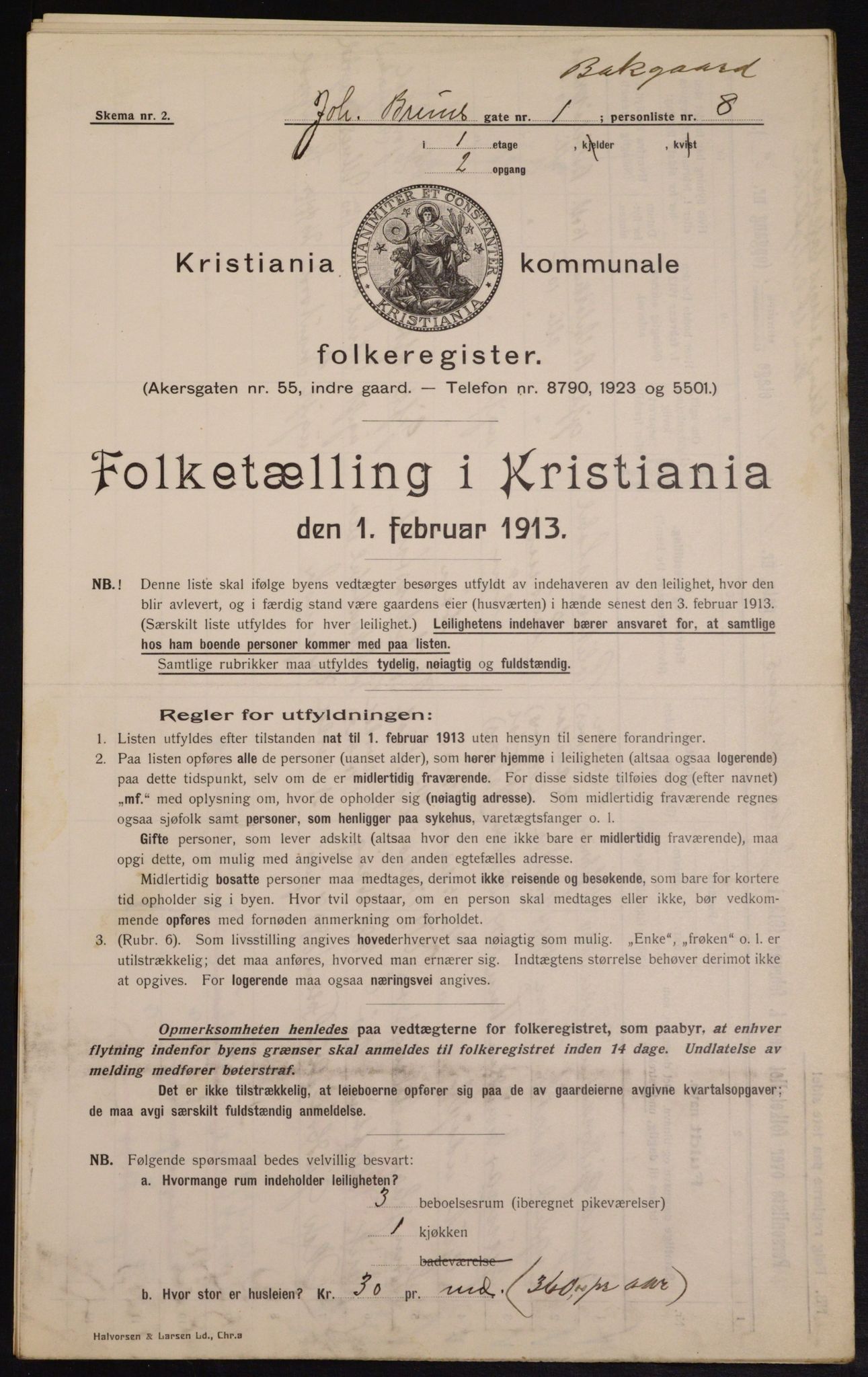 OBA, Kommunal folketelling 1.2.1913 for Kristiania, 1913, s. 46776