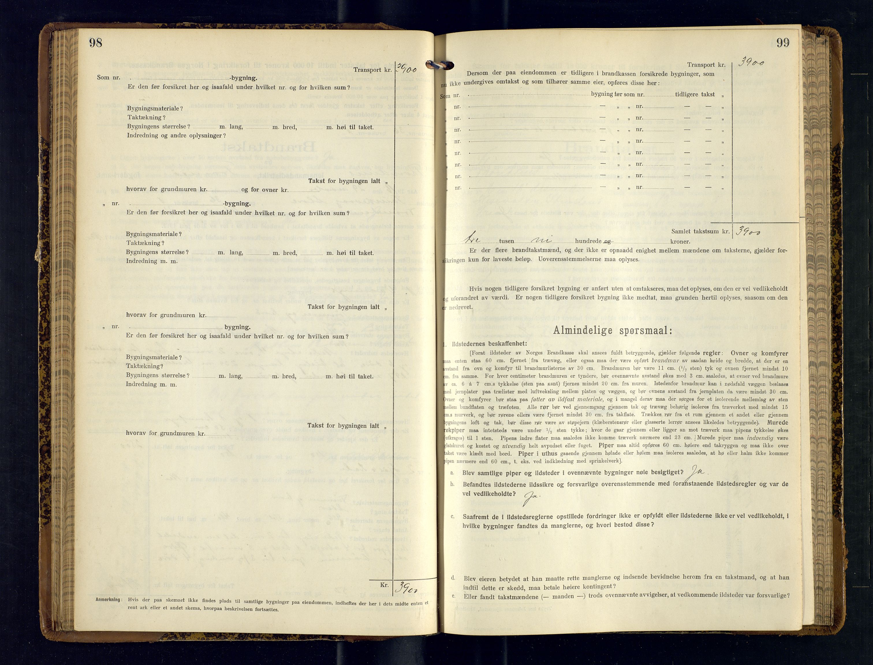 Harstad lensmannskontor, SATØ/SATØ-10/F/Fr/Fra/L0608: Branntakstprotokoll (S). Merket X. Med register, 1916-1918, s. 98-99