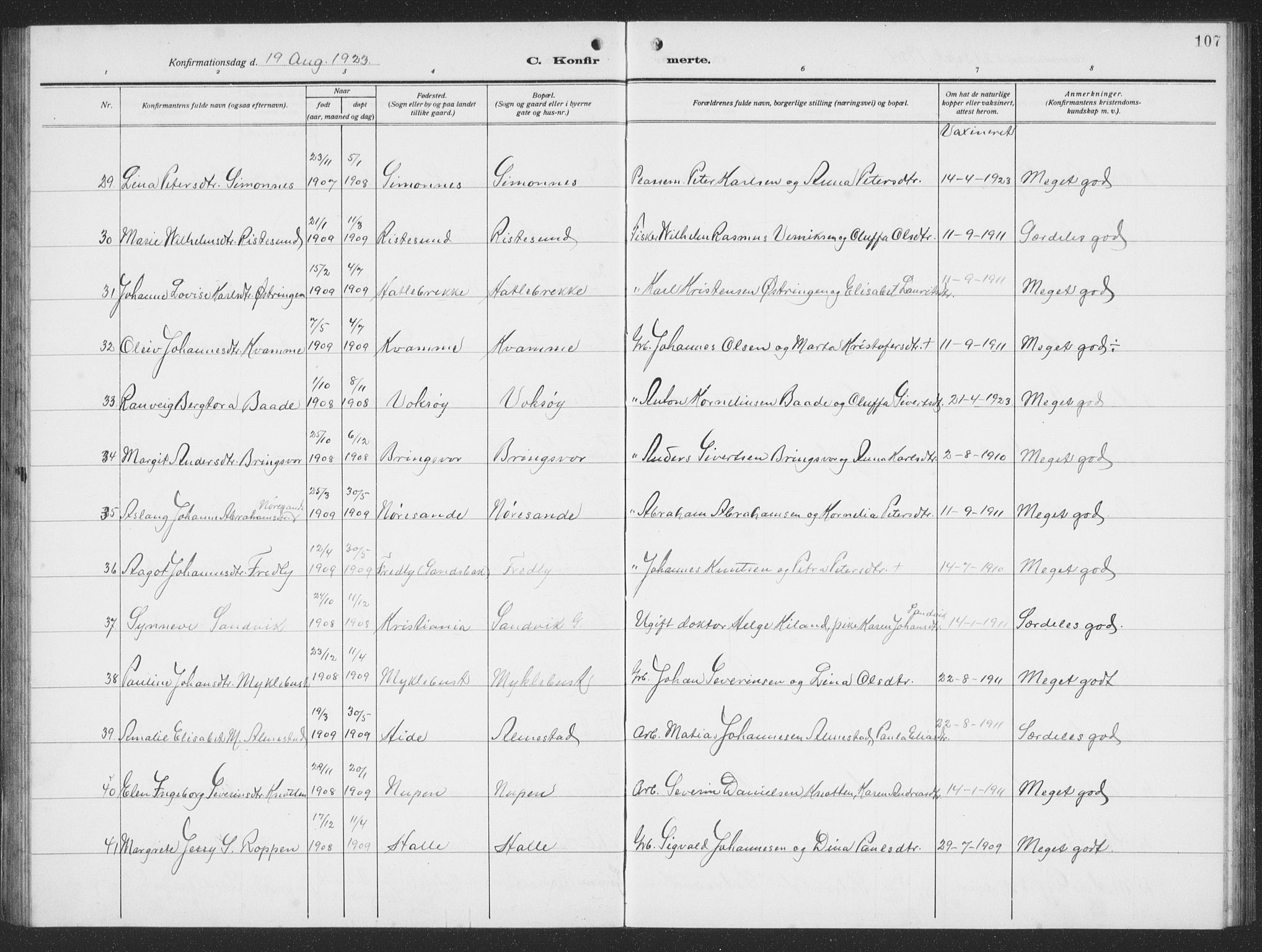 Ministerialprotokoller, klokkerbøker og fødselsregistre - Møre og Romsdal, AV/SAT-A-1454/503/L0051: Klokkerbok nr. 503C06, 1923-1938, s. 107