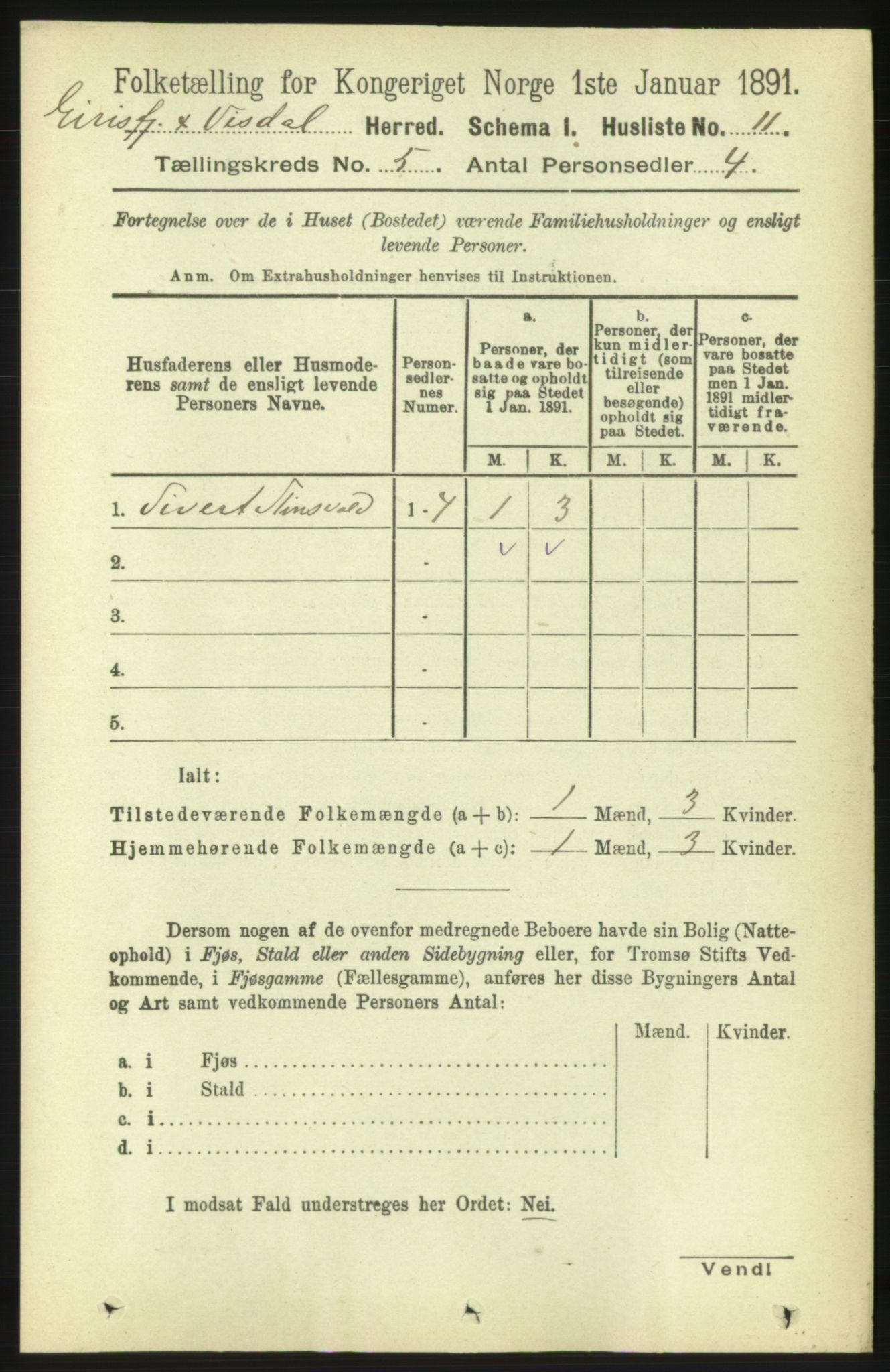 RA, Folketelling 1891 for 1542 Eresfjord og Vistdal herred, 1891, s. 1053