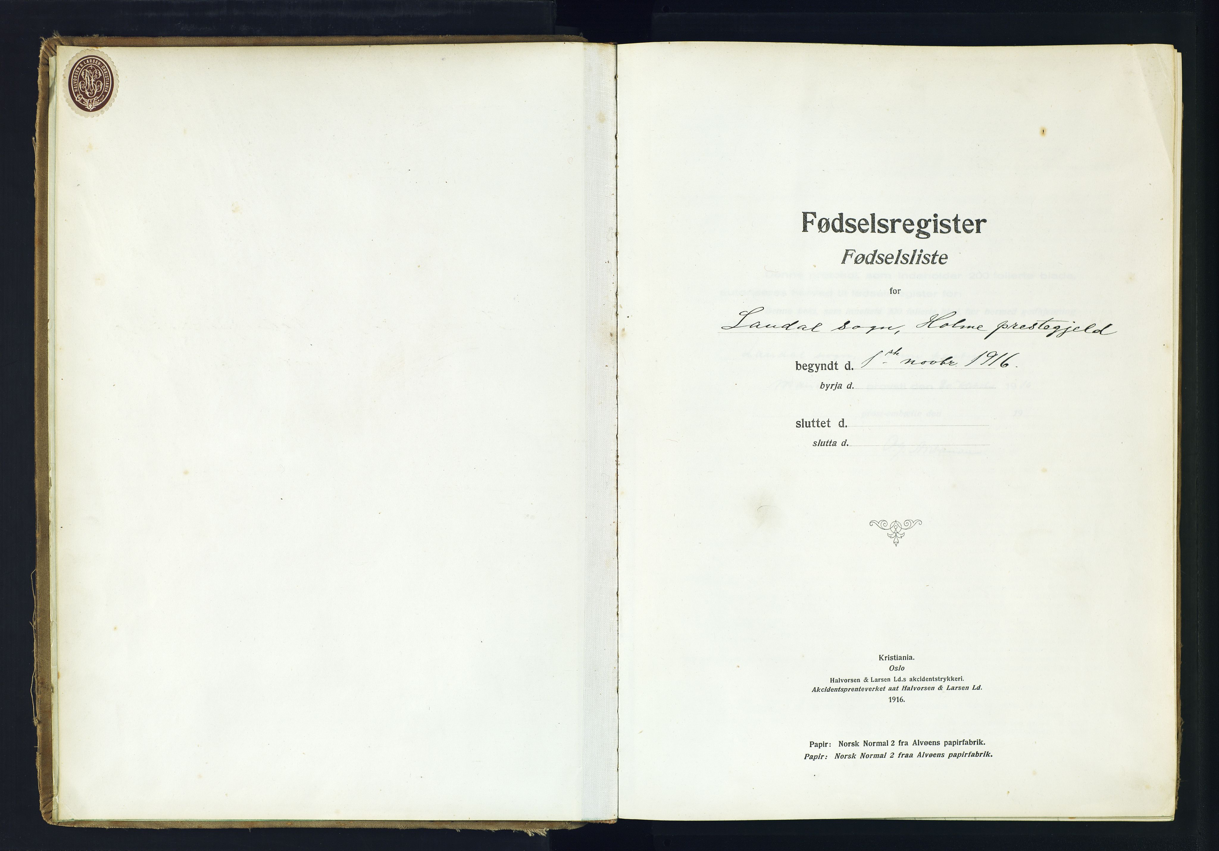 Holum sokneprestkontor, SAK/1111-0022/J/Ja/L0001: Fødselsregister nr. II.6.10, 1916-1982