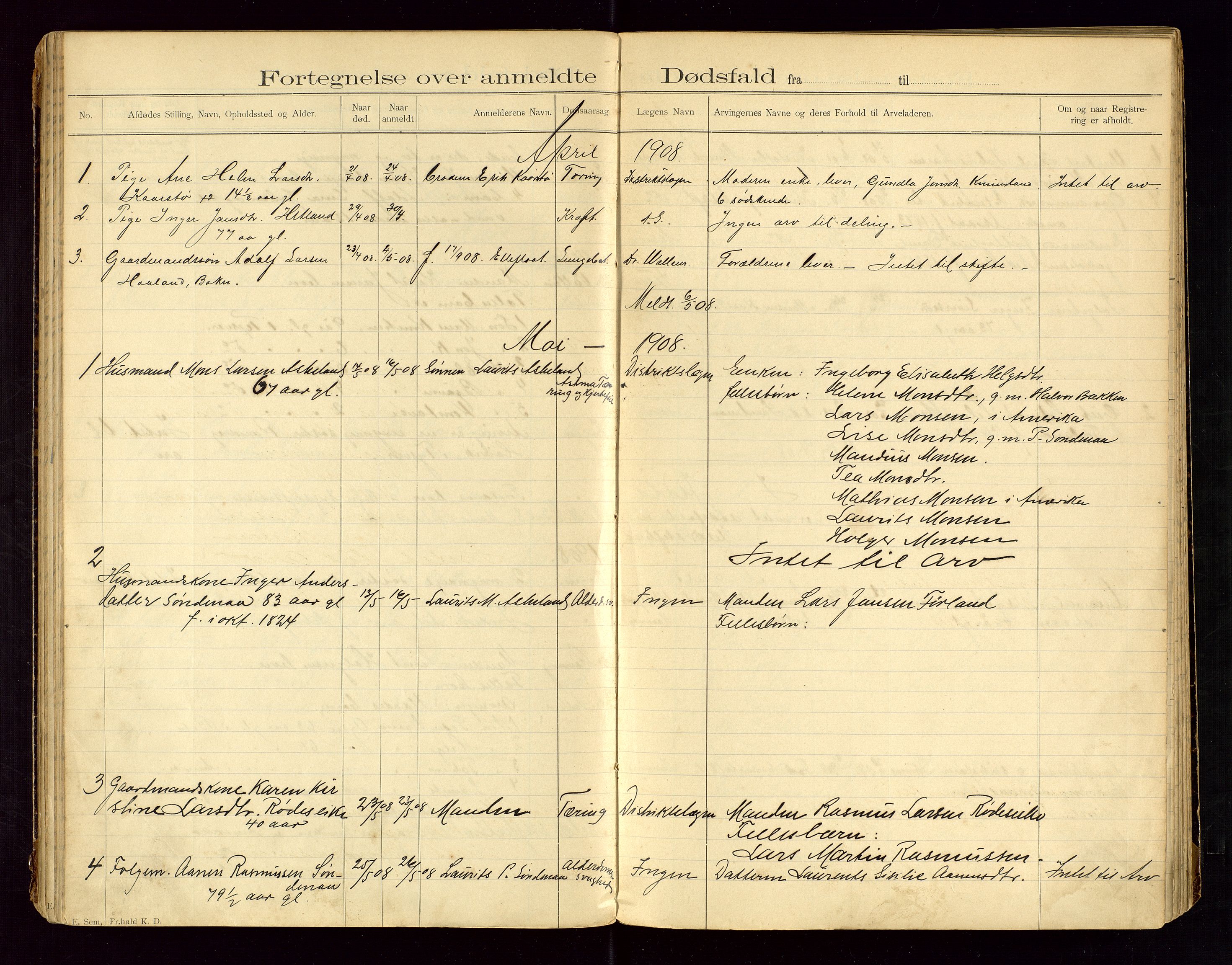 Tysvær lensmannskontor, AV/SAST-A-100192/Gga/L0002: "Dødsfalds-Protokol for Lensmanden i Tysvær Lensmandsdistrikt", 1897-1916