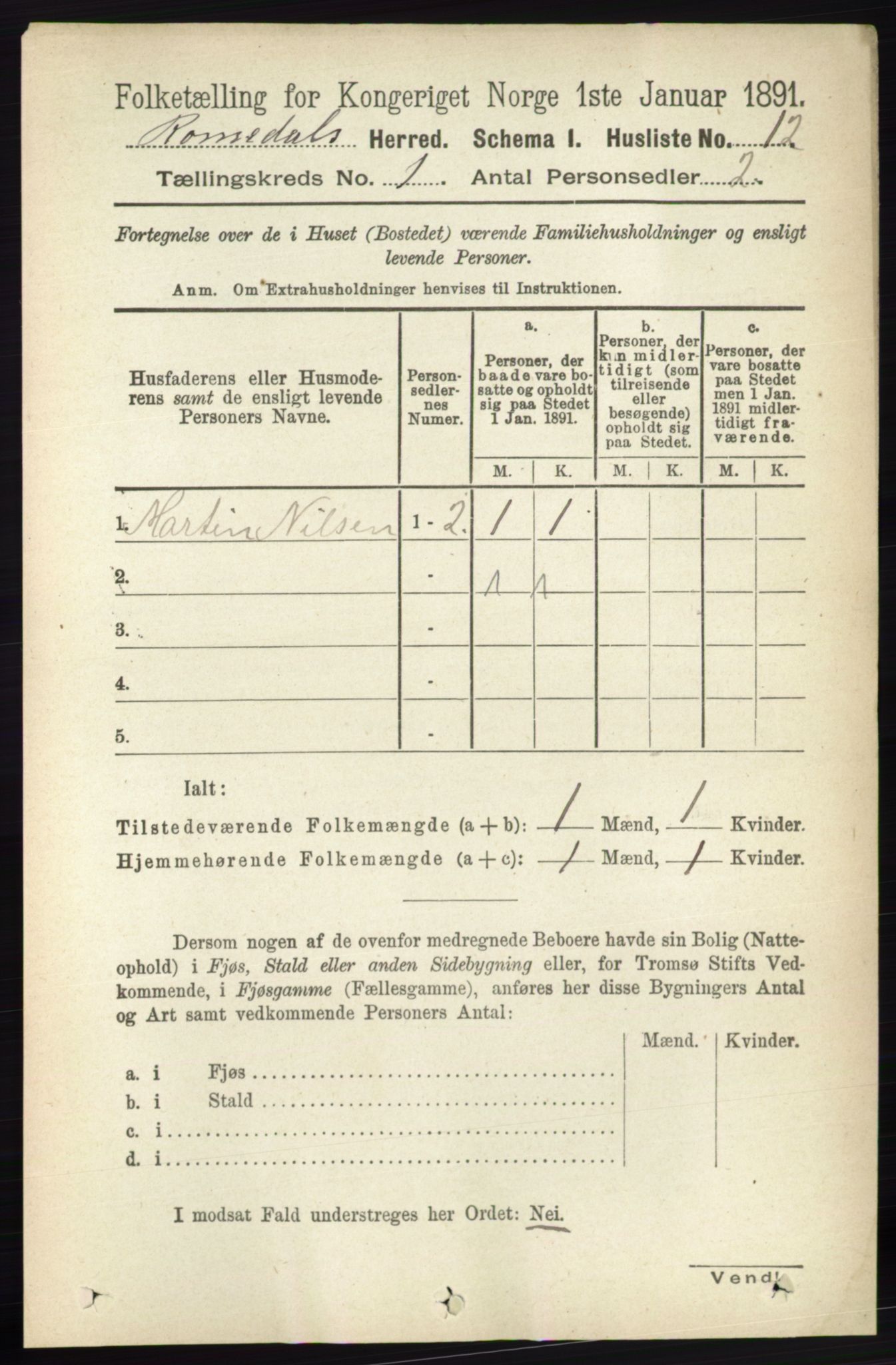 RA, Folketelling 1891 for 0416 Romedal herred, 1891, s. 42