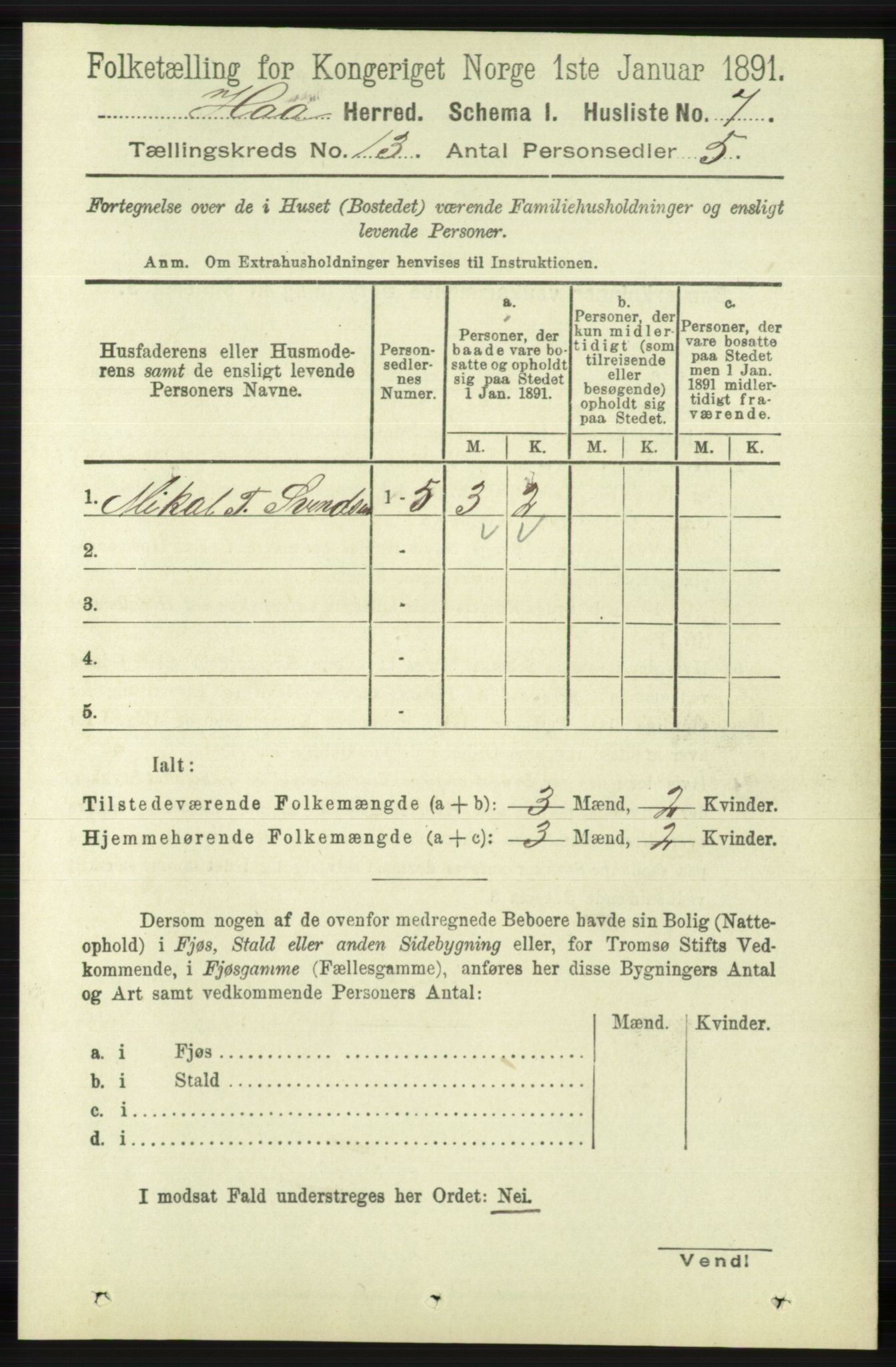 RA, Folketelling 1891 for 1119 Hå herred, 1891, s. 3131