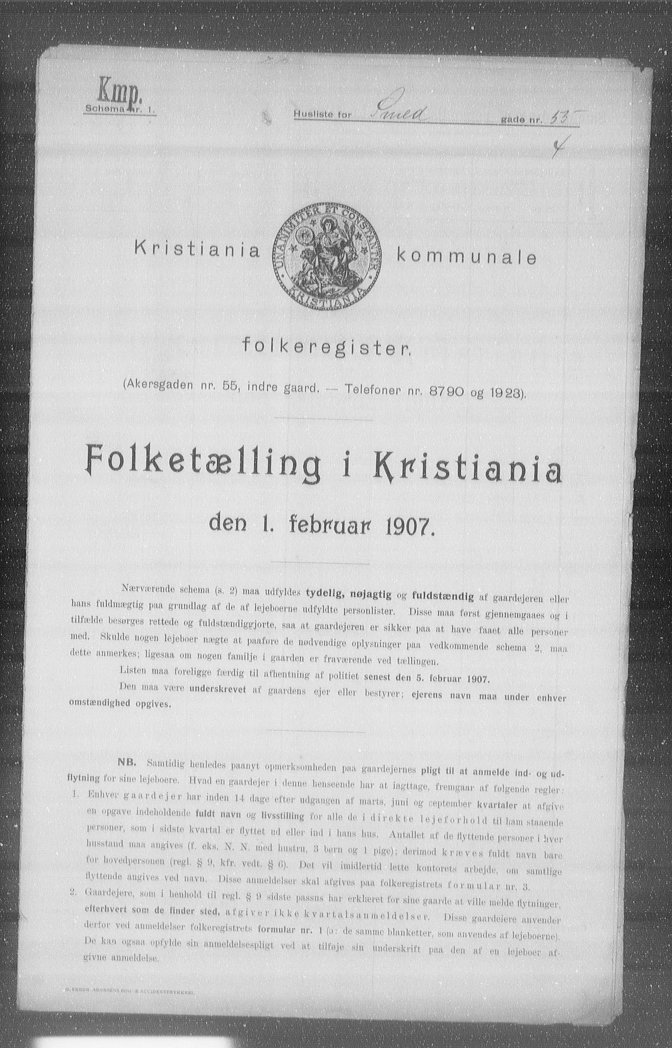 OBA, Kommunal folketelling 1.2.1907 for Kristiania kjøpstad, 1907, s. 49867