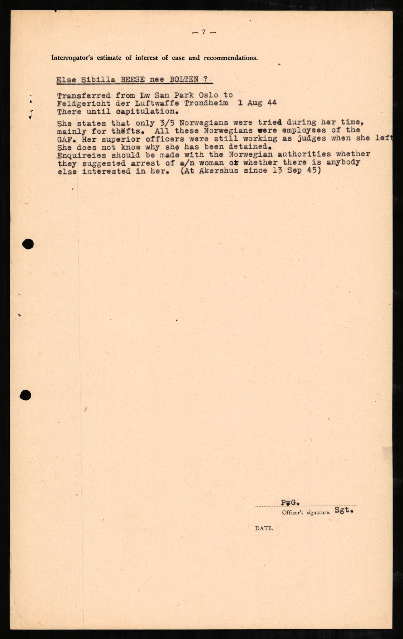 Forsvaret, Forsvarets overkommando II, AV/RA-RAFA-3915/D/Db/L0002: CI Questionaires. Tyske okkupasjonsstyrker i Norge. Tyskere., 1945-1946, s. 404