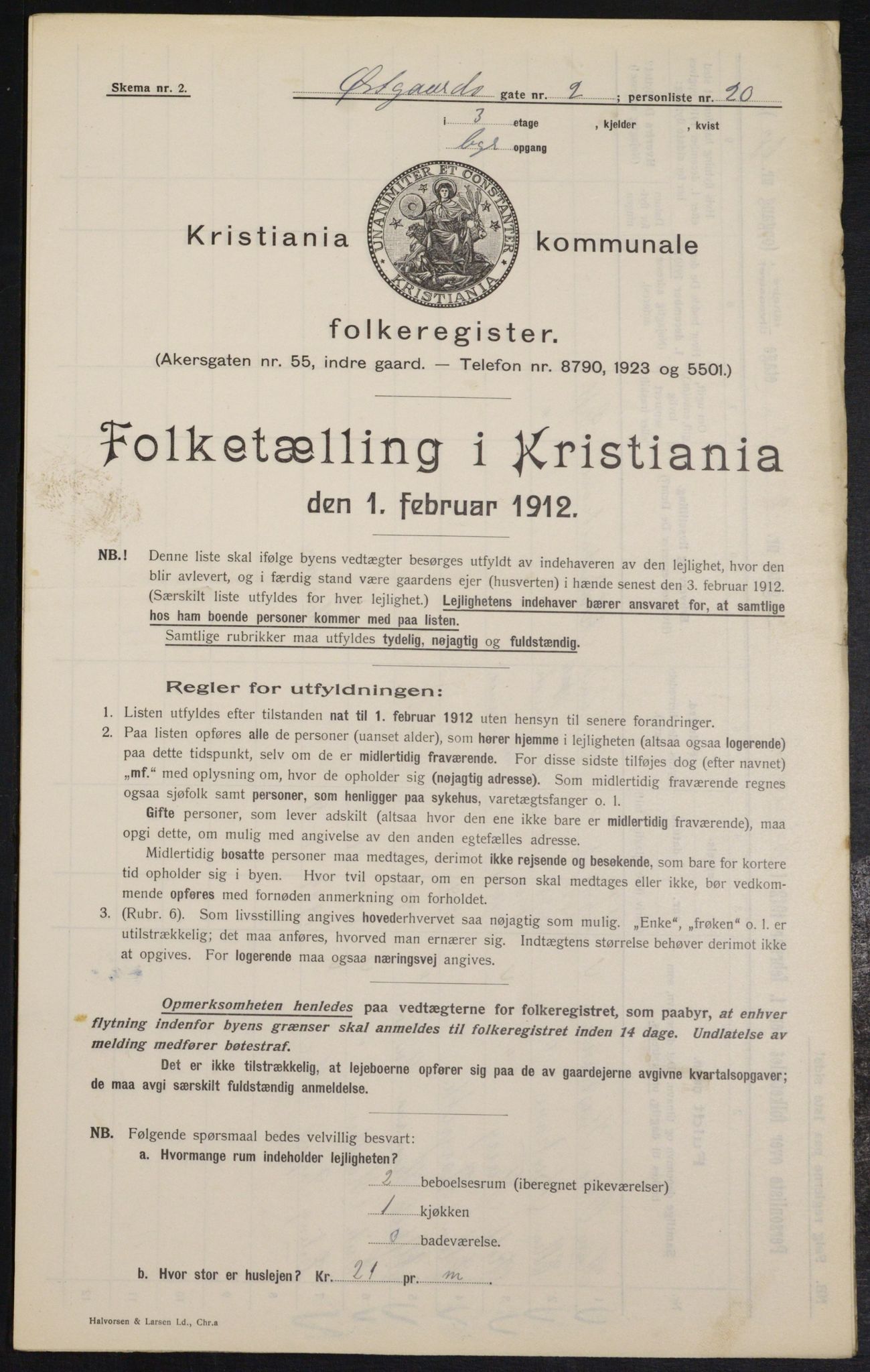 OBA, Kommunal folketelling 1.2.1912 for Kristiania, 1912, s. 129068