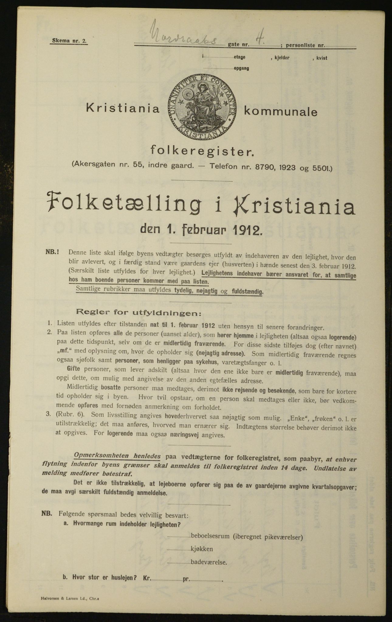 OBA, Kommunal folketelling 1.2.1912 for Kristiania, 1912, s. 74009