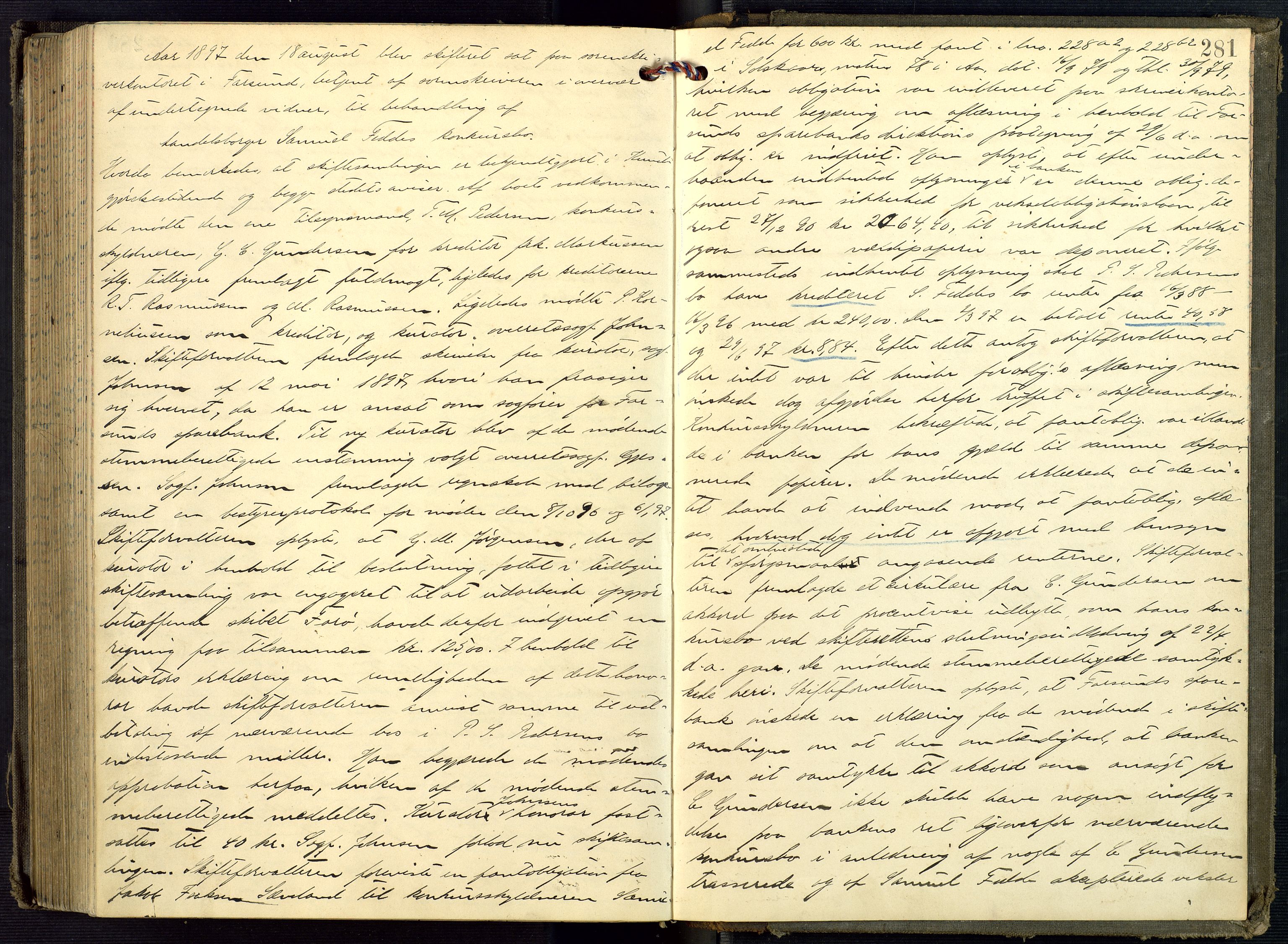 Lyngdal sorenskriveri, AV/SAK-1221-0004/H/Hc/L0876: Skiftebehandlingsprotokoll nr. 10, 1894-1898, s. 281