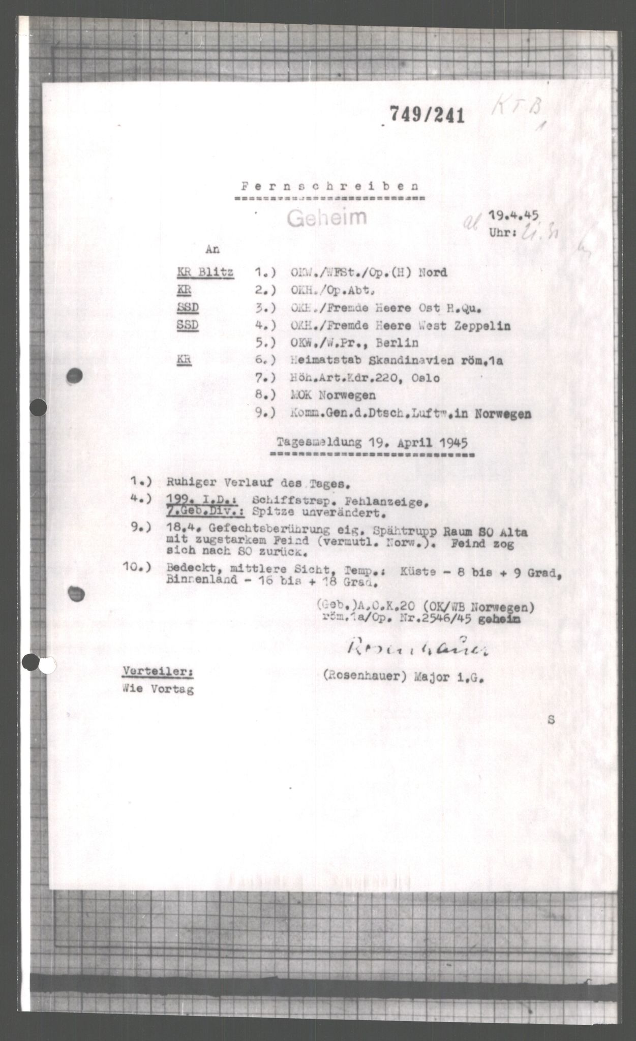 Forsvarets Overkommando. 2 kontor. Arkiv 11.4. Spredte tyske arkivsaker, AV/RA-RAFA-7031/D/Dar/Dara/L0004: Krigsdagbøker for 20. Gebirgs-Armee-Oberkommando (AOK 20), 1945, s. 651