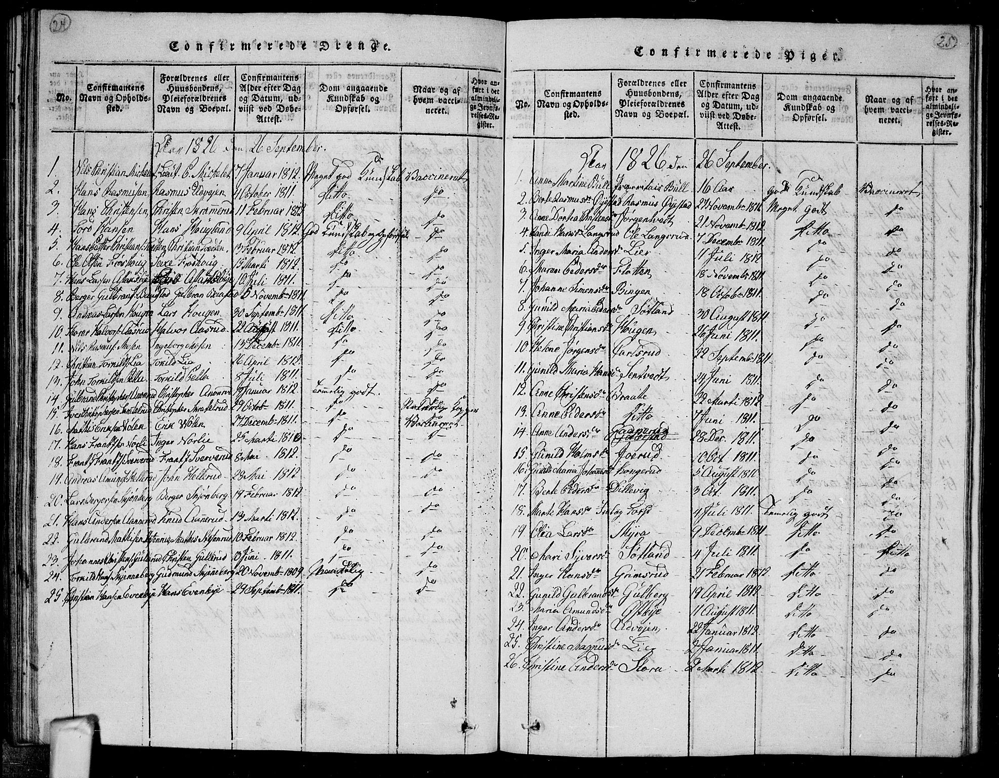 Trøgstad prestekontor Kirkebøker, AV/SAO-A-10925/G/Ga/L0001: Klokkerbok nr. I 1, 1815-1831, s. 24-25