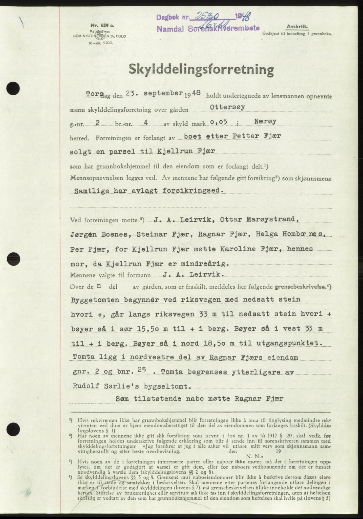 Namdal sorenskriveri, SAT/A-4133/1/2/2C: Pantebok nr. -, 1948-1948, Dagboknr: 2530/1948
