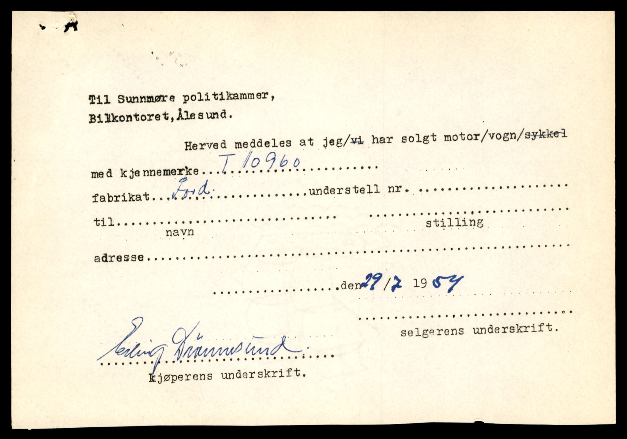 Møre og Romsdal vegkontor - Ålesund trafikkstasjon, AV/SAT-A-4099/F/Fe/L0025: Registreringskort for kjøretøy T 10931 - T 11045, 1927-1998, s. 835