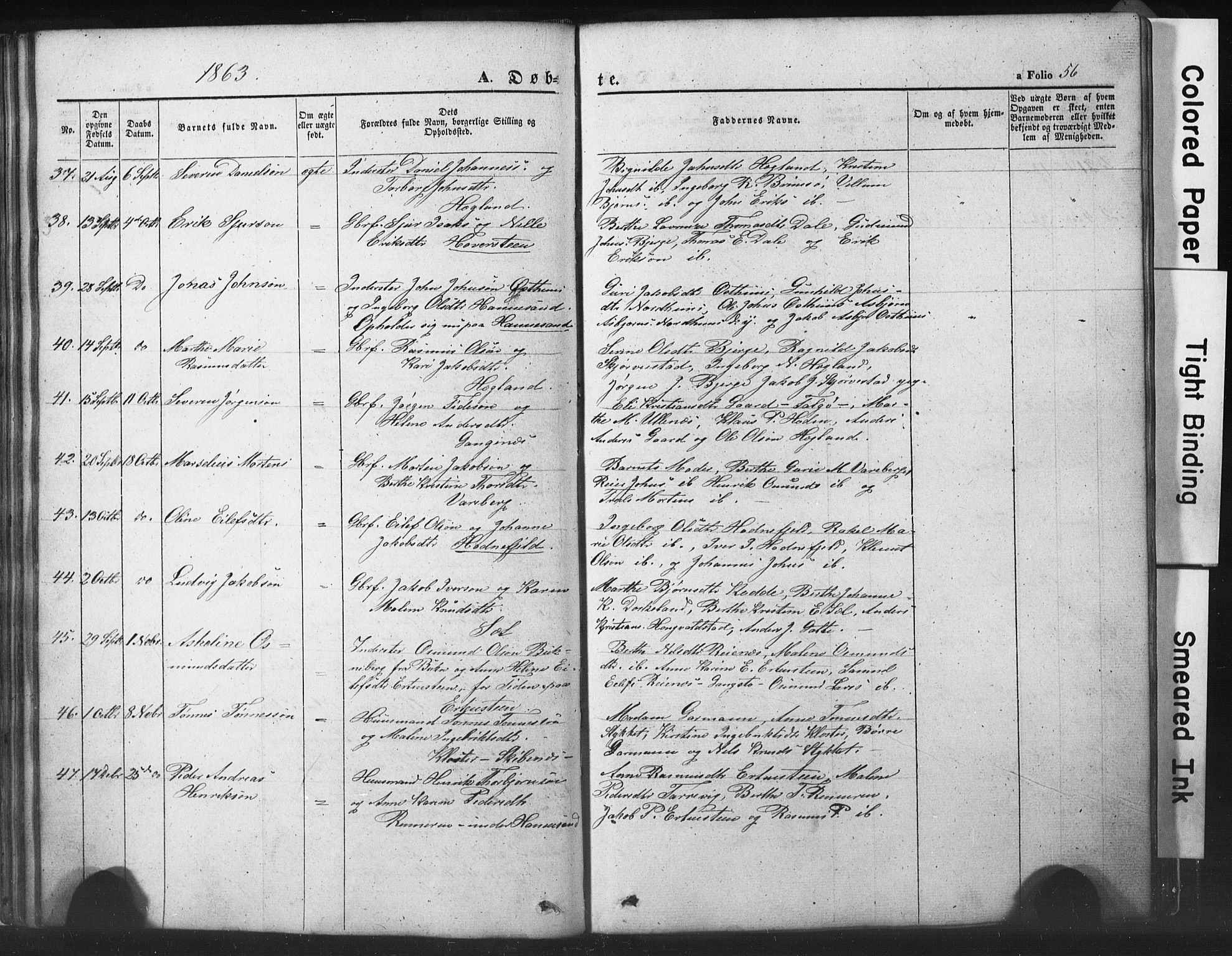 Rennesøy sokneprestkontor, AV/SAST-A -101827/H/Ha/Hab/L0002: Klokkerbok nr. B 2, 1852-1880, s. 56