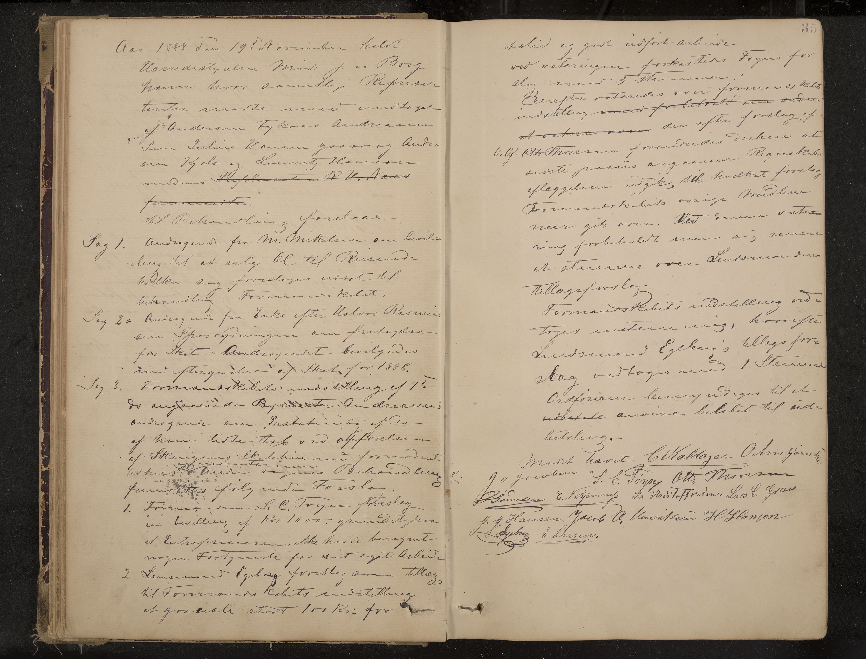 Nøtterøy formannskap og sentraladministrasjon, IKAK/0722021-1/A/Aa/L0004: Møtebok, 1887-1896, s. 35