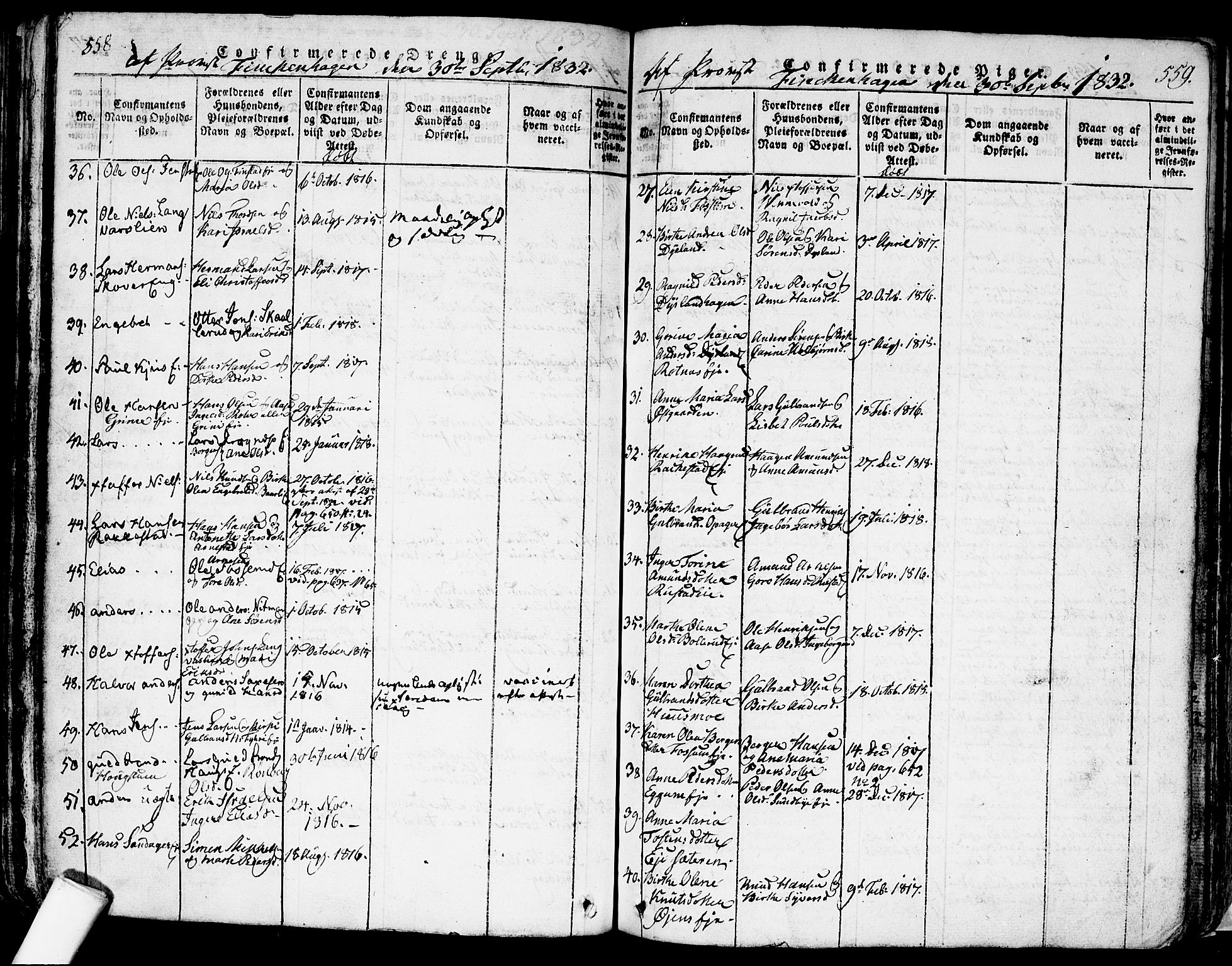 Nes prestekontor Kirkebøker, SAO/A-10410/F/Fa/L0005: Ministerialbok nr. I 5, 1815-1835, s. 558-559