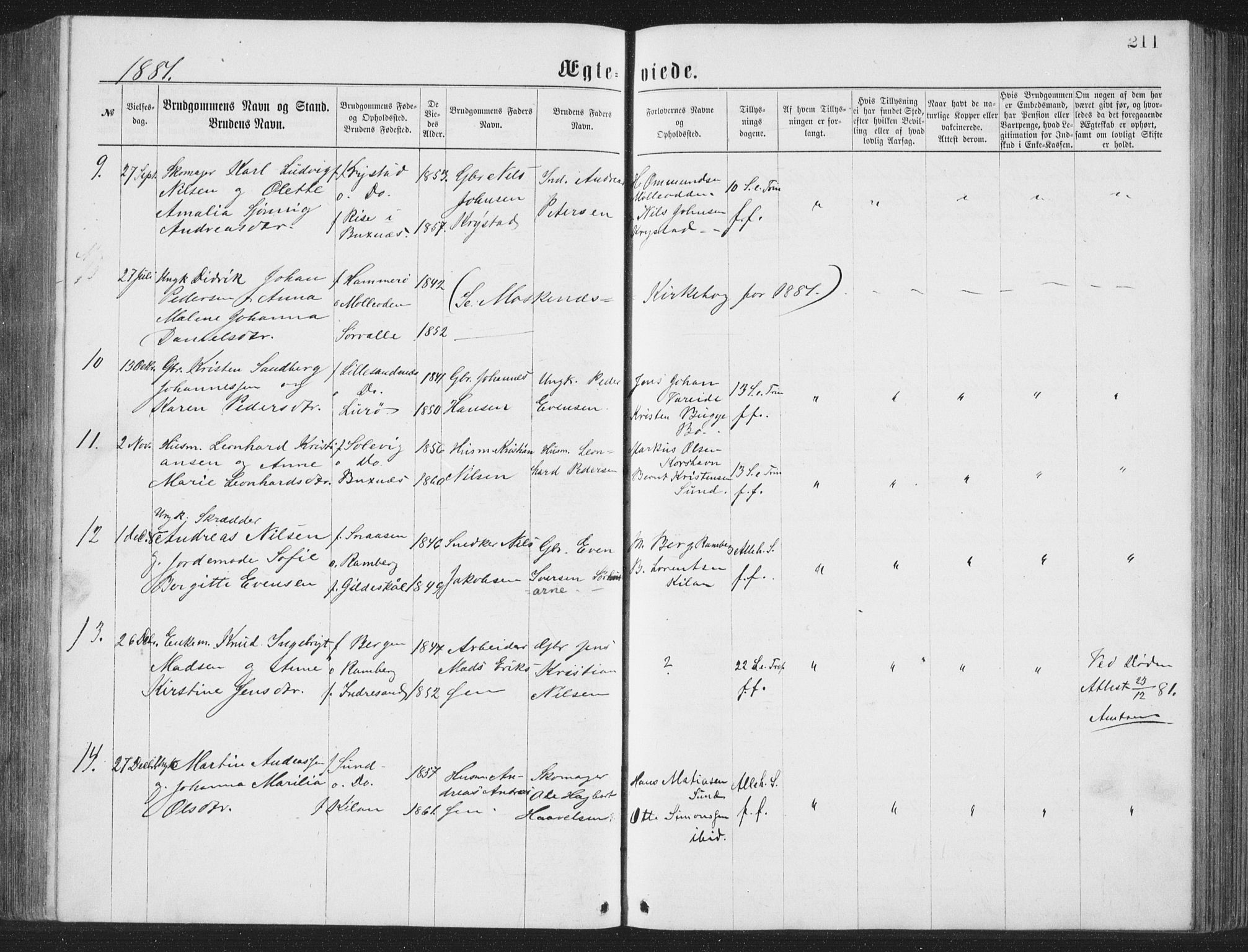 Ministerialprotokoller, klokkerbøker og fødselsregistre - Nordland, AV/SAT-A-1459/885/L1213: Klokkerbok nr. 885C02, 1874-1892, s. 211