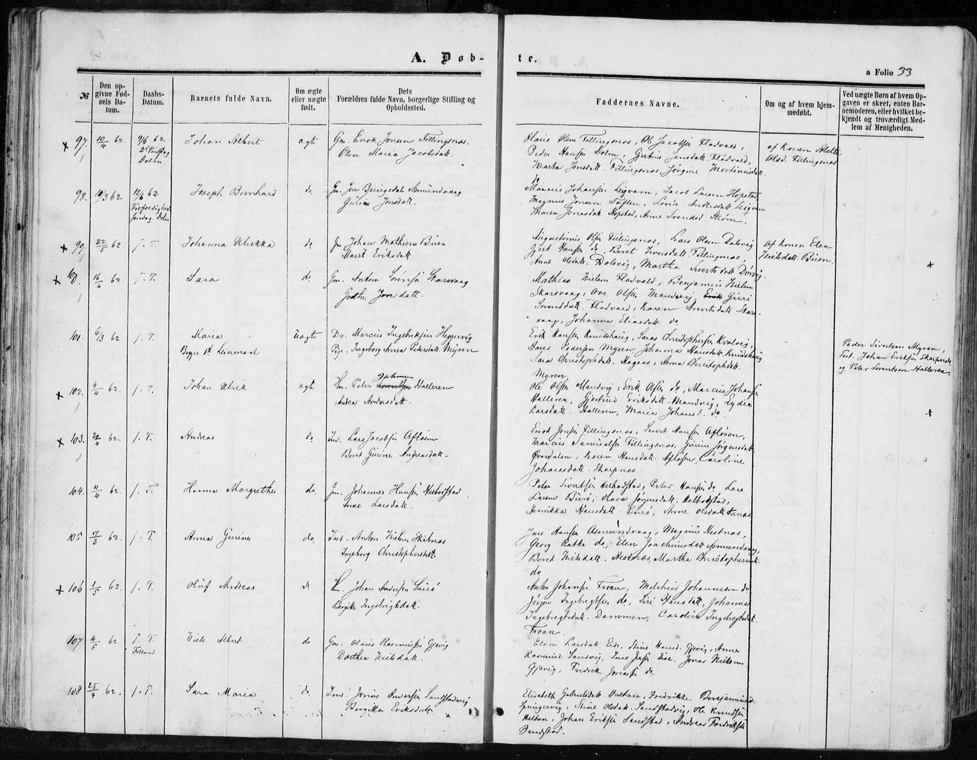 Ministerialprotokoller, klokkerbøker og fødselsregistre - Sør-Trøndelag, SAT/A-1456/634/L0531: Ministerialbok nr. 634A07, 1861-1870, s. 33