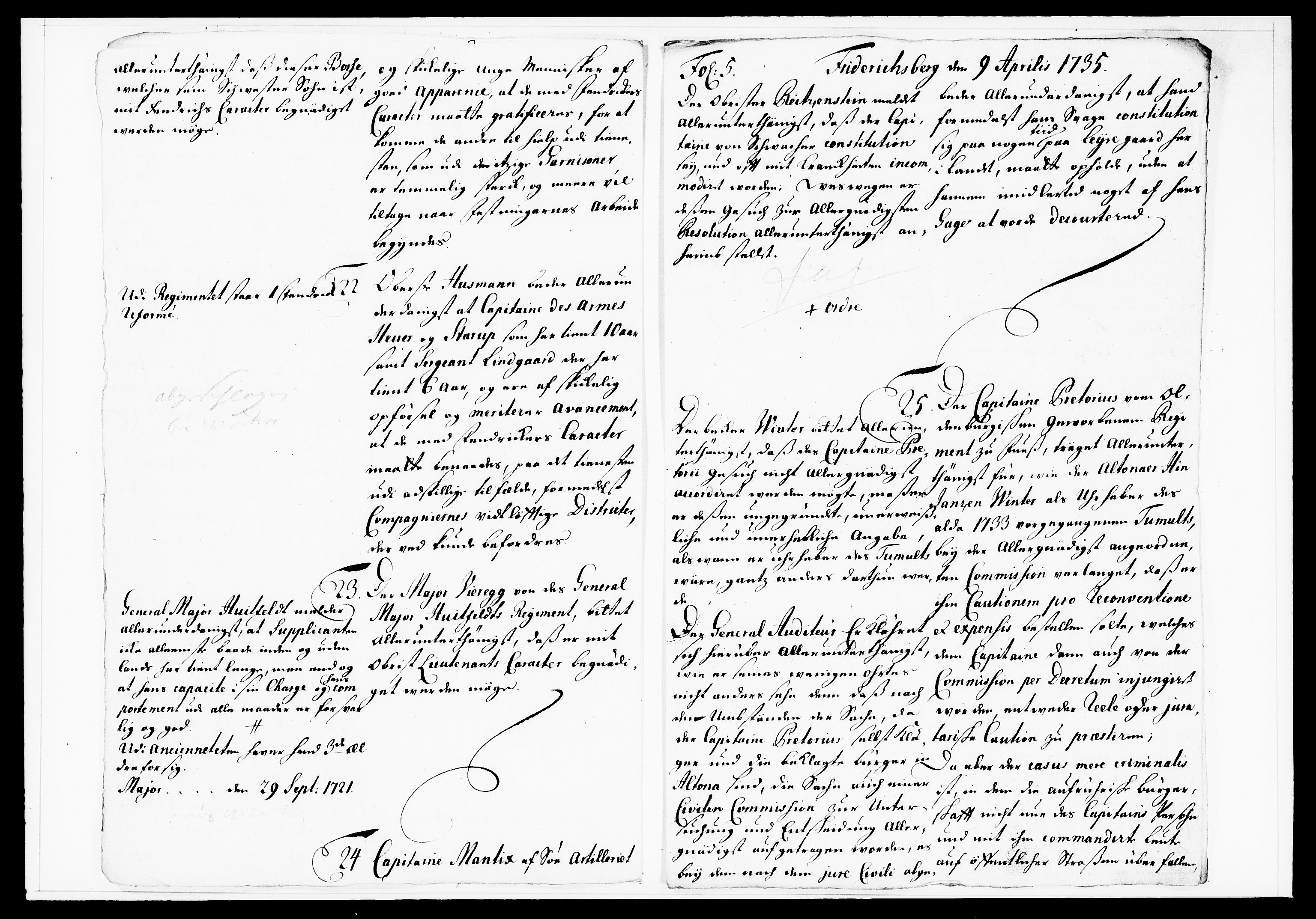 Krigskollegiet, Krigskancelliet, DRA/A-0006/-/1122-1129: Refererede sager, 1735, s. 166