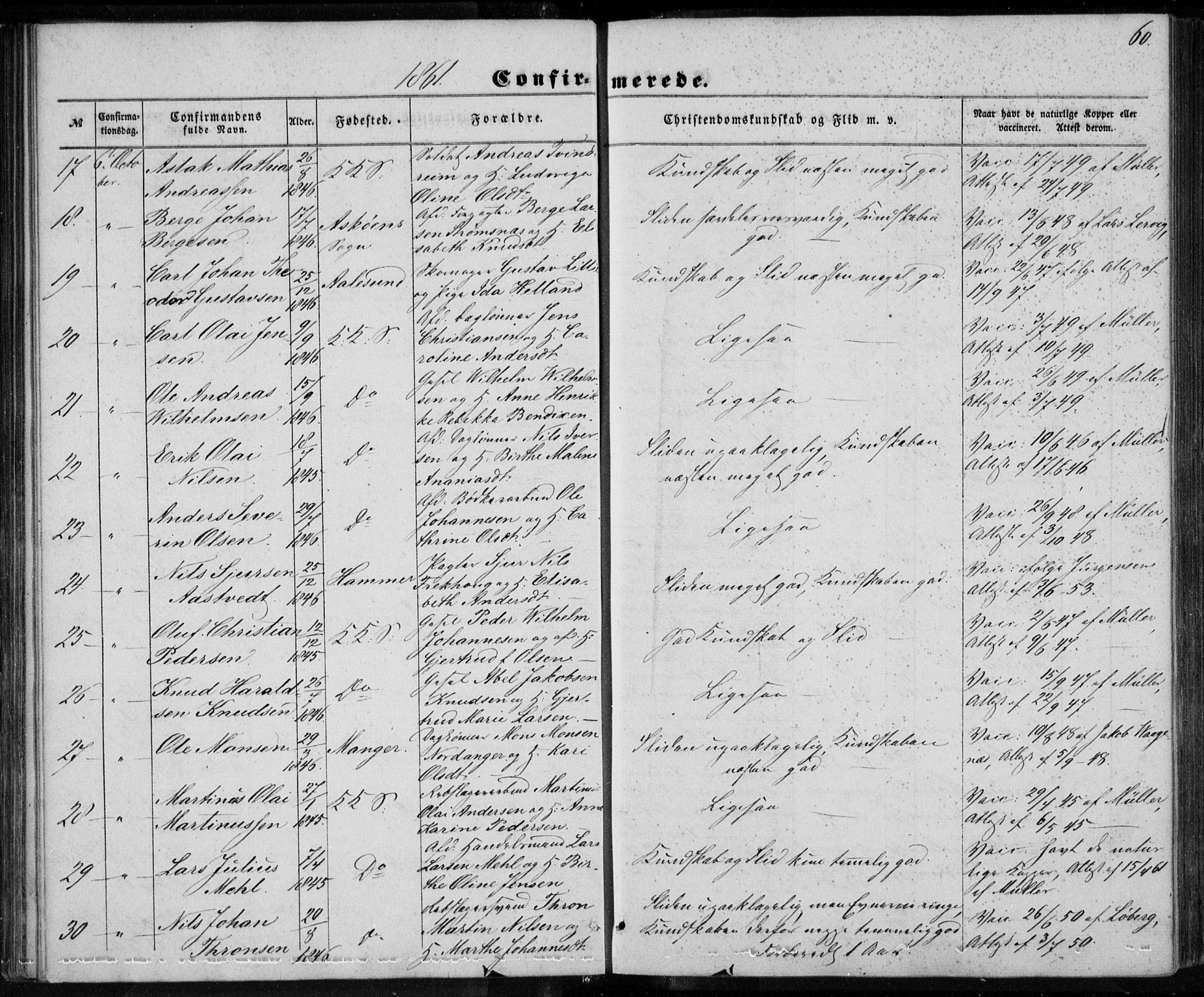 Korskirken sokneprestembete, SAB/A-76101/H/Haa/L0027: Ministerialbok nr. C 3, 1854-1868, s. 60
