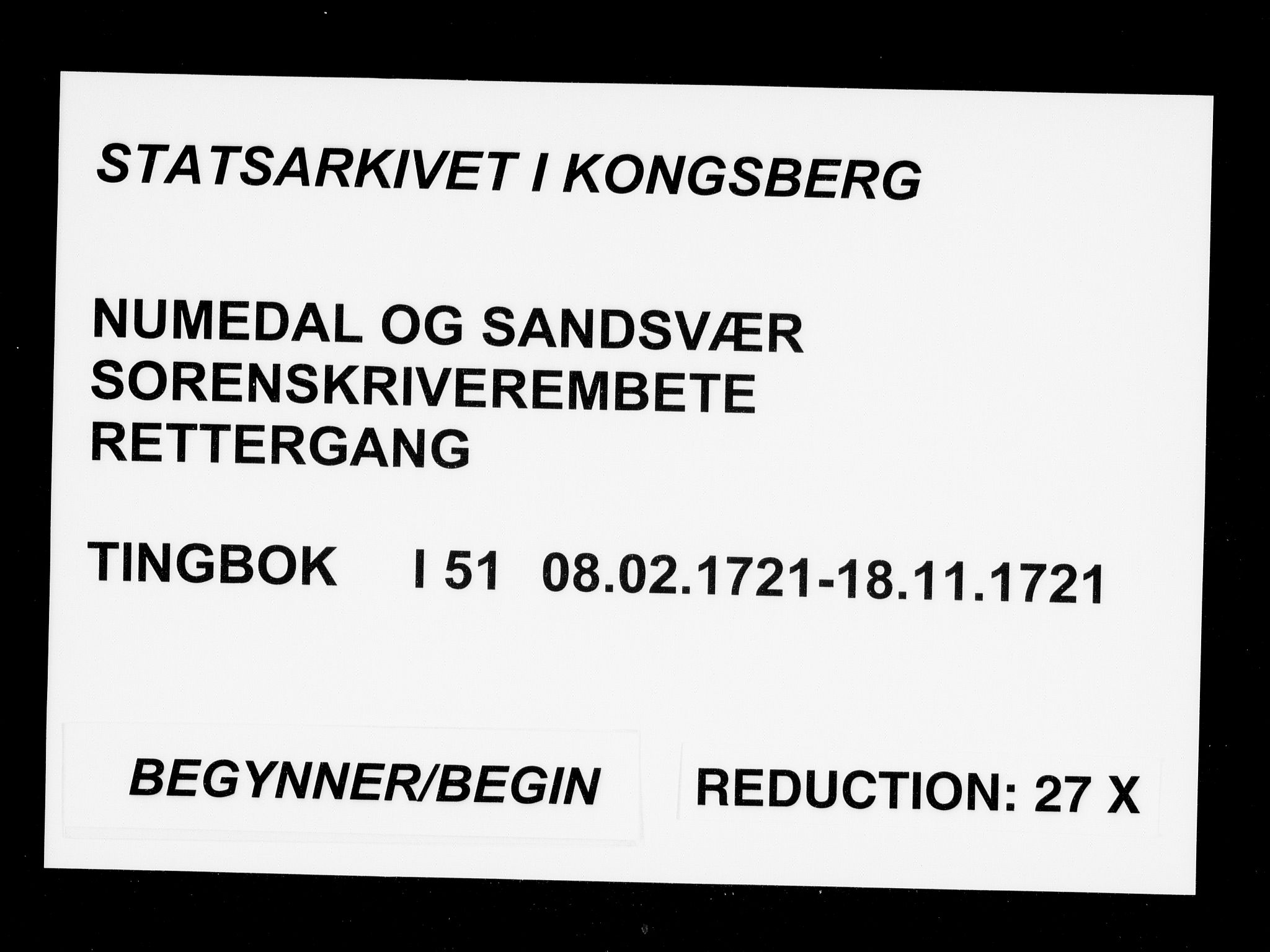 Numedal og Sandsvær sorenskriveri, SAKO/A-128/F/Fa/Faa/L0051: Tingbøker, 1721