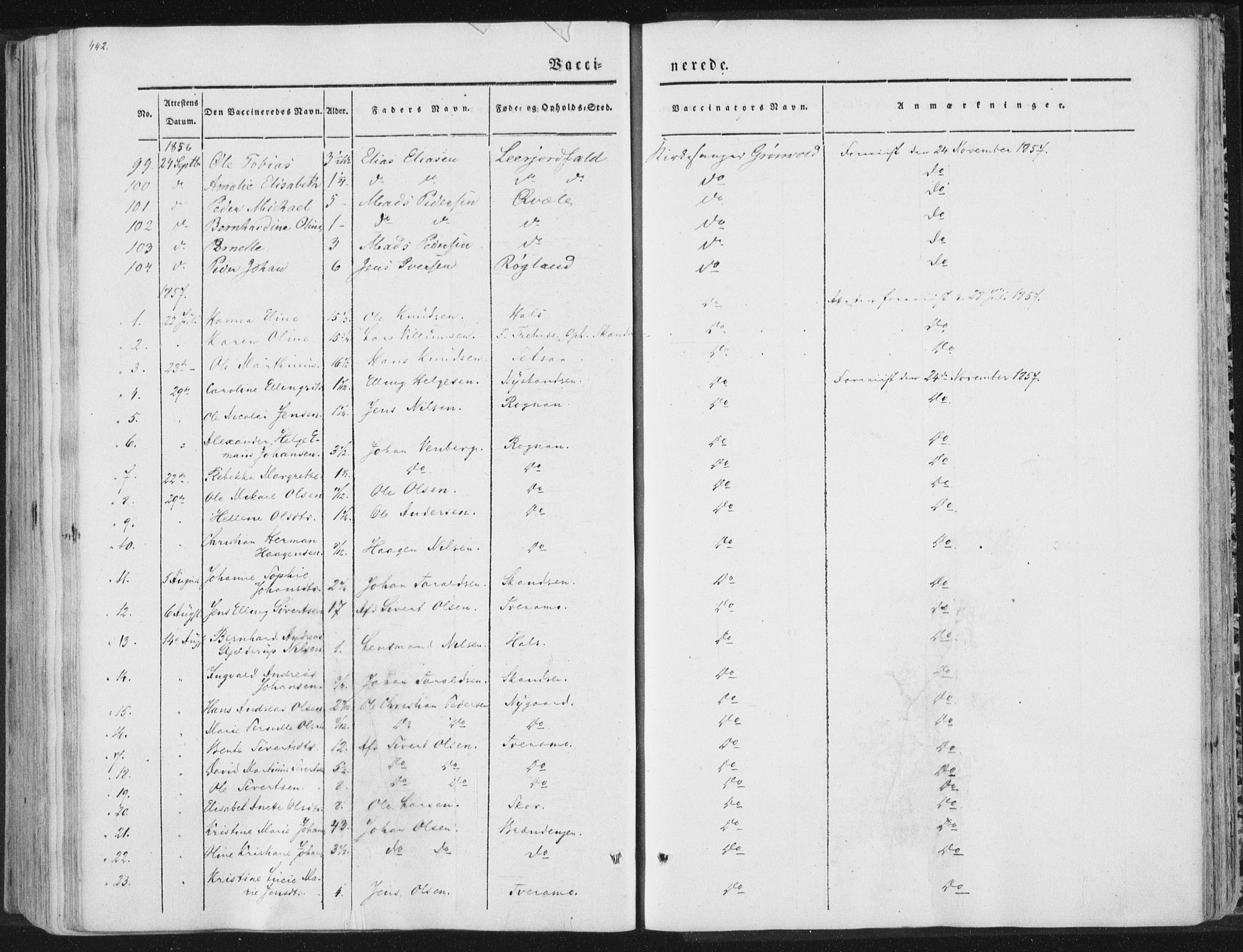 Ministerialprotokoller, klokkerbøker og fødselsregistre - Nordland, SAT/A-1459/847/L0667: Ministerialbok nr. 847A07, 1842-1871, s. 442